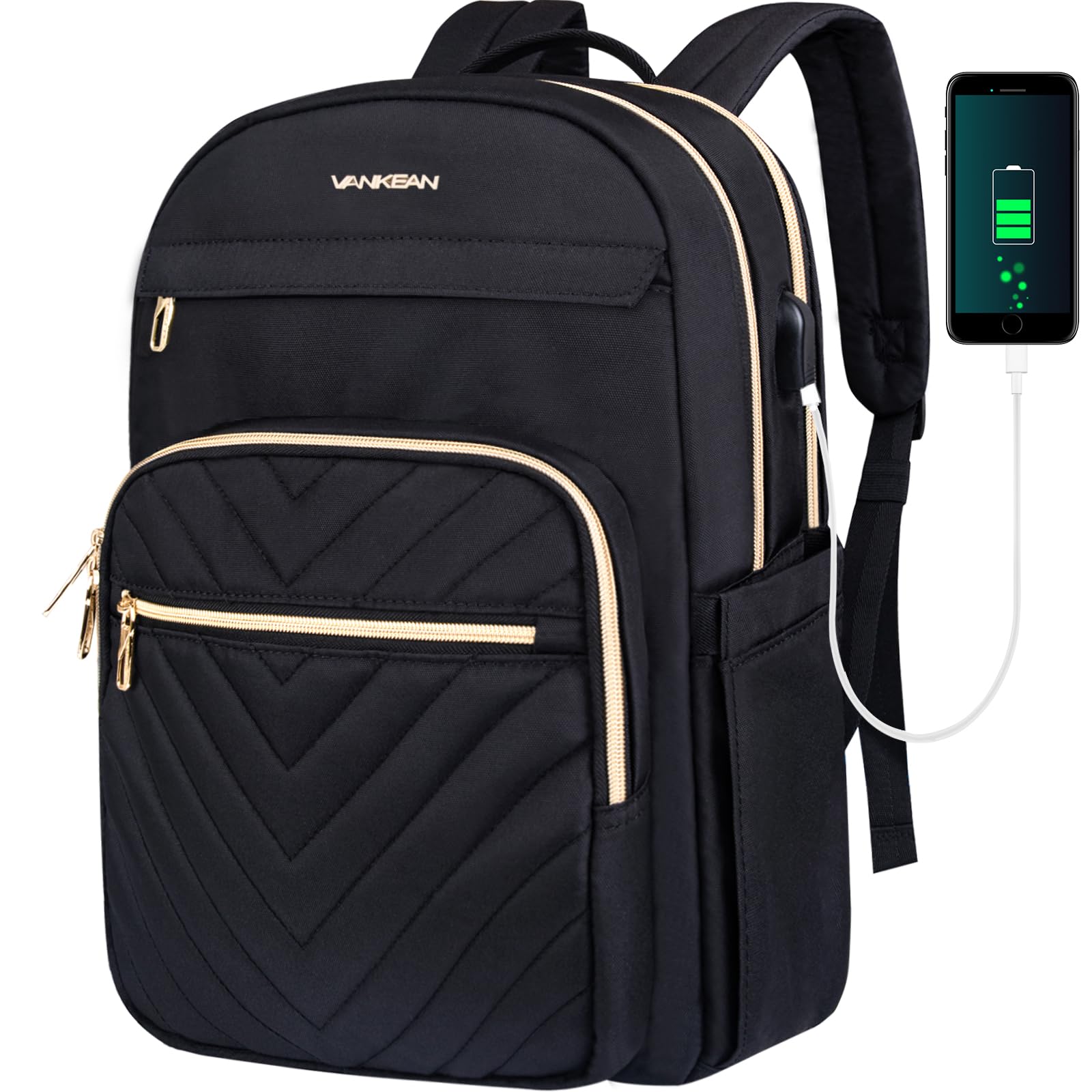 15.6" Laptop Backpack for Women Waterproof USB Travel Work Bag