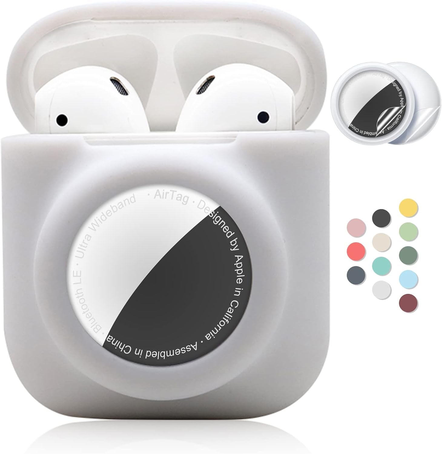 2 - in - 1 AirPods & AirTag Protective Case with Screen Protectors - Anti - Scratch, Anti - Fall, Durable Silicone Cover for AirPods 1&2 - Abbycart