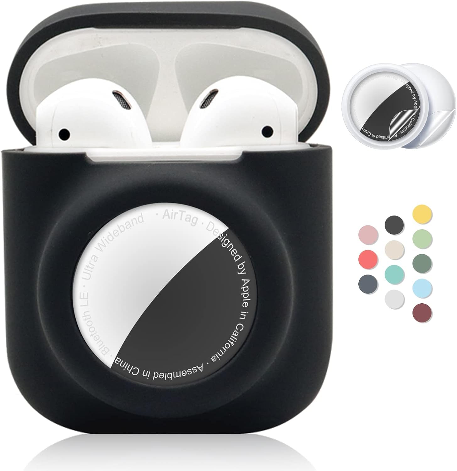 2 - in - 1 AirPods & AirTag Protective Case with Screen Protectors - Anti - Scratch, Anti - Fall, Durable Silicone Cover for AirPods 1&2 - Abbycart