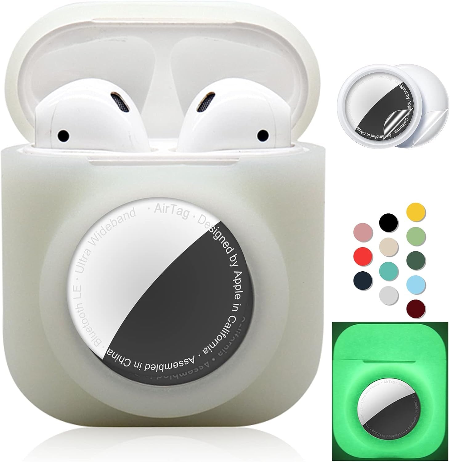 2 - in - 1 AirPods & AirTag Protective Case with Screen Protectors - Anti - Scratch, Anti - Fall, Durable Silicone Cover for AirPods 1&2 - Abbycart