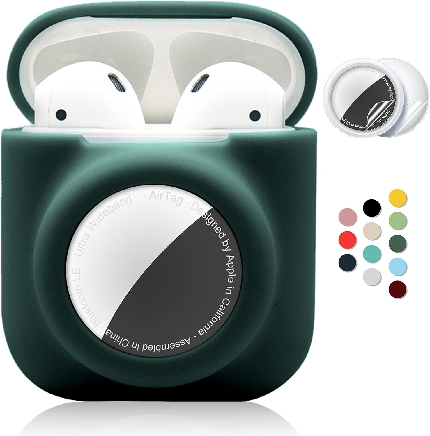 2 - in - 1 AirPods & AirTag Protective Case with Screen Protectors - Anti - Scratch, Anti - Fall, Durable Silicone Cover for AirPods 1&2 - Abbycart