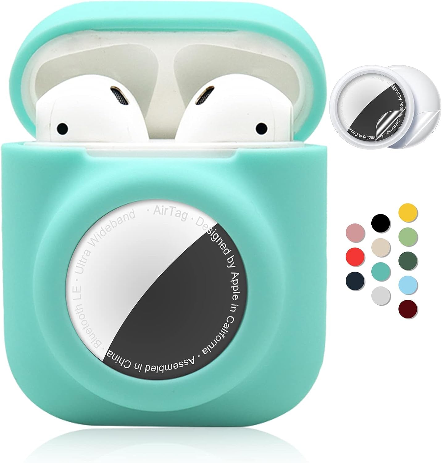 2 - in - 1 AirPods & AirTag Protective Case with Screen Protectors - Anti - Scratch, Anti - Fall, Durable Silicone Cover for AirPods 1&2 - Abbycart