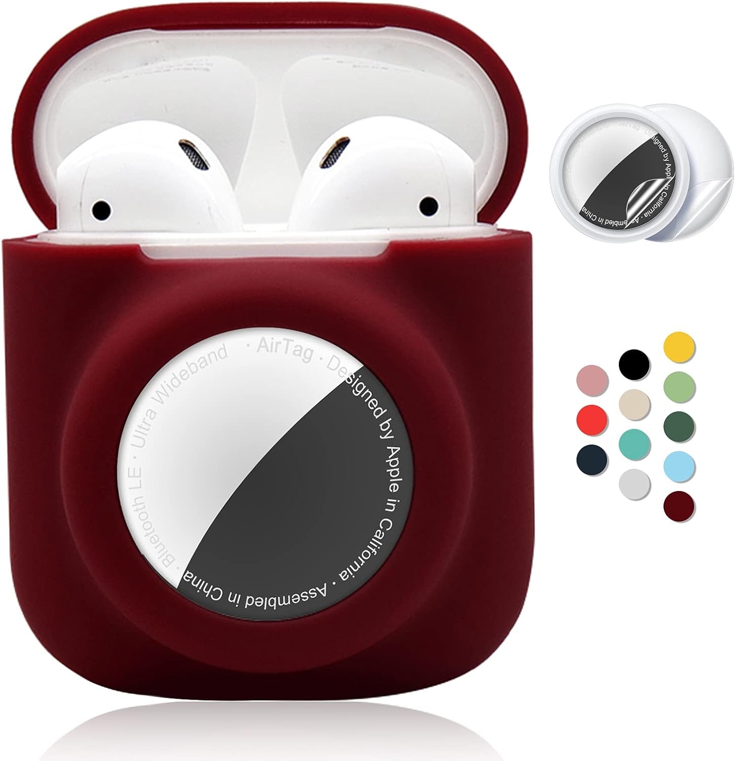 2 - in - 1 AirPods & AirTag Protective Case with Screen Protectors - Anti - Scratch, Anti - Fall, Durable Silicone Cover for AirPods 1&2 - Abbycart
