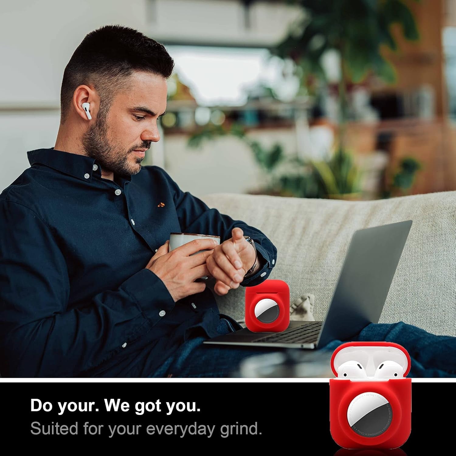 2 - in - 1 AirPods & AirTag Protective Case with Screen Protectors - Anti - Scratch, Anti - Fall, Durable Silicone Cover for AirPods 1&2 - Abbycart