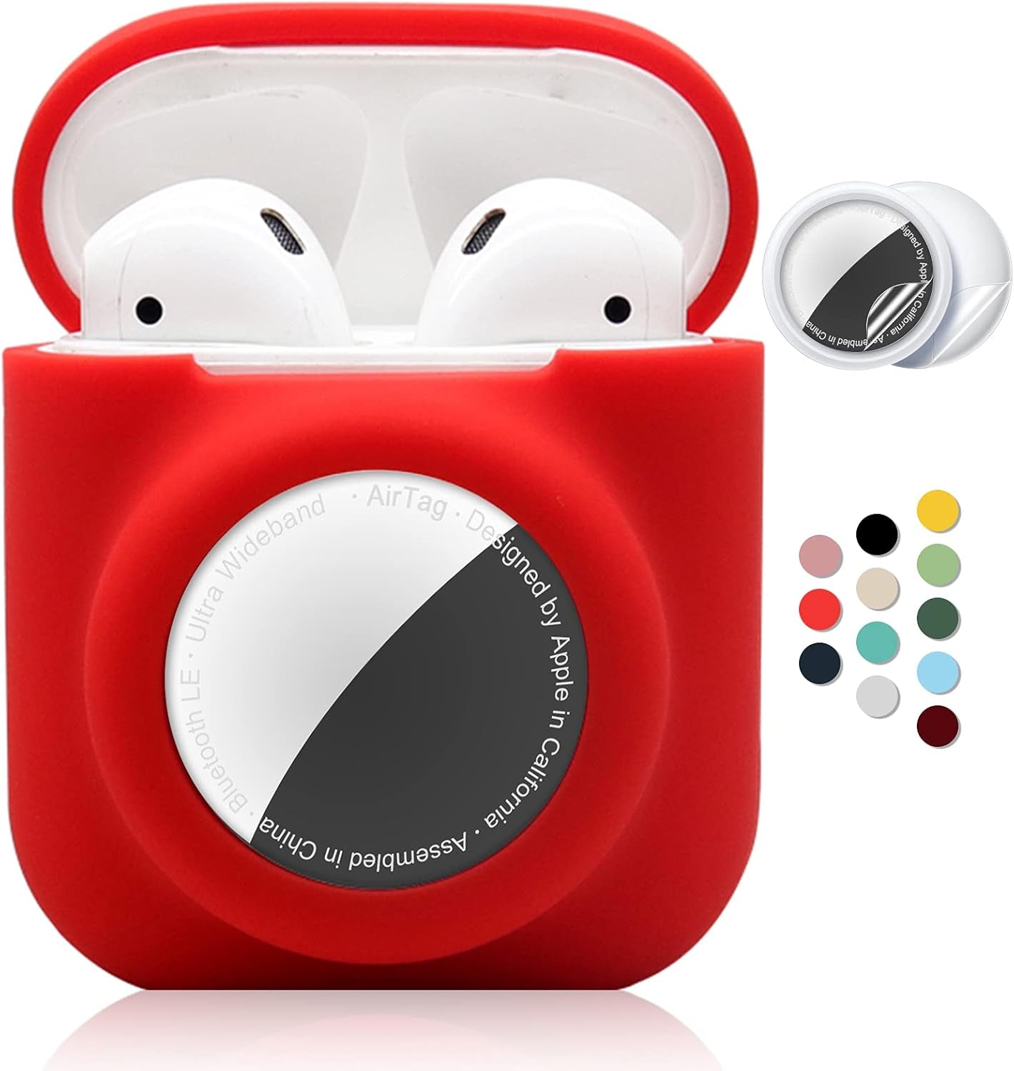 2 - in - 1 AirPods & AirTag Protective Case with Screen Protectors - Anti - Scratch, Anti - Fall, Durable Silicone Cover for AirPods 1&2 - Abbycart