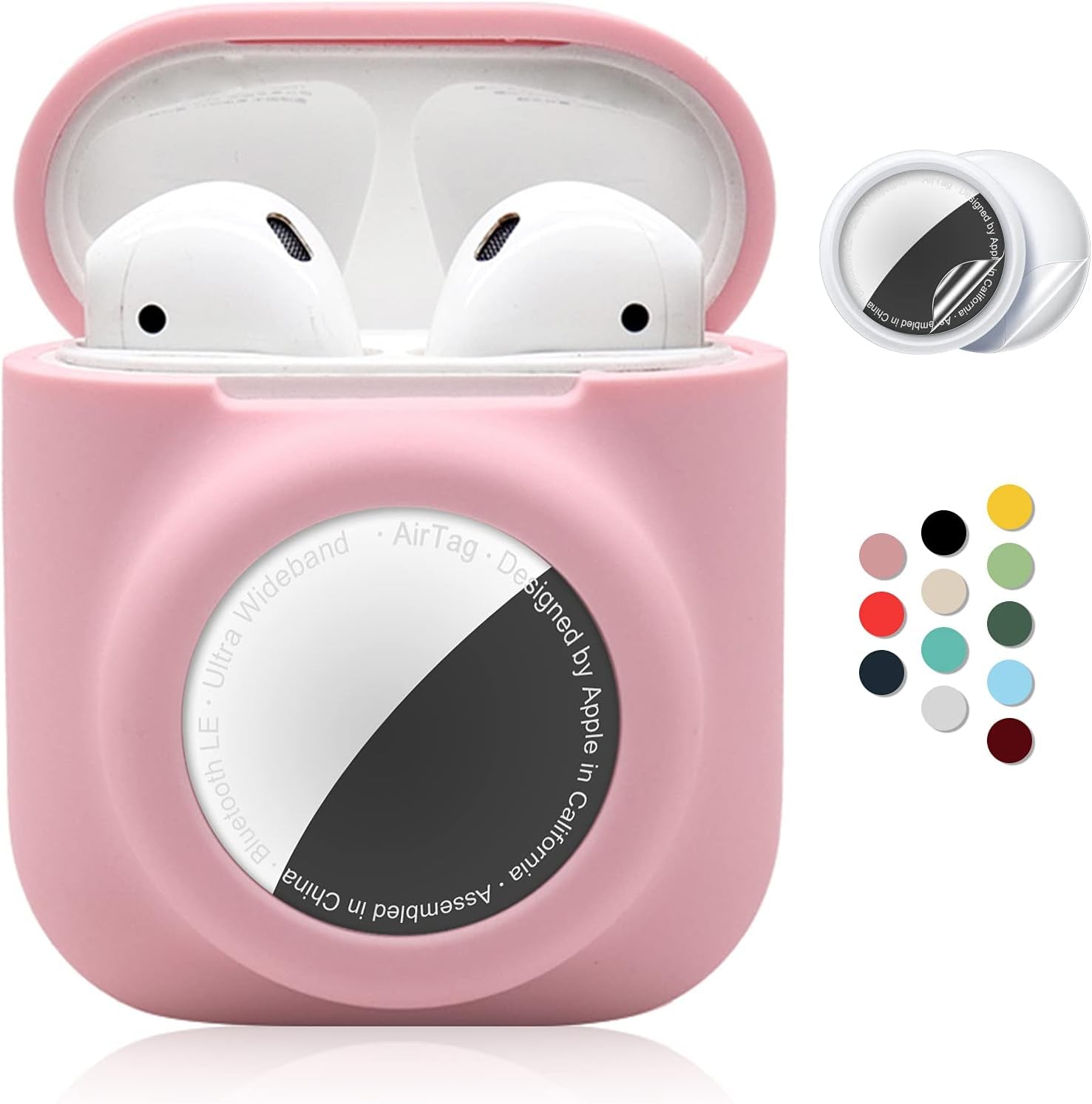 2 - in - 1 AirPods & AirTag Protective Case with Screen Protectors - Anti - Scratch, Anti - Fall, Durable Silicone Cover for AirPods 1&2 - Abbycart