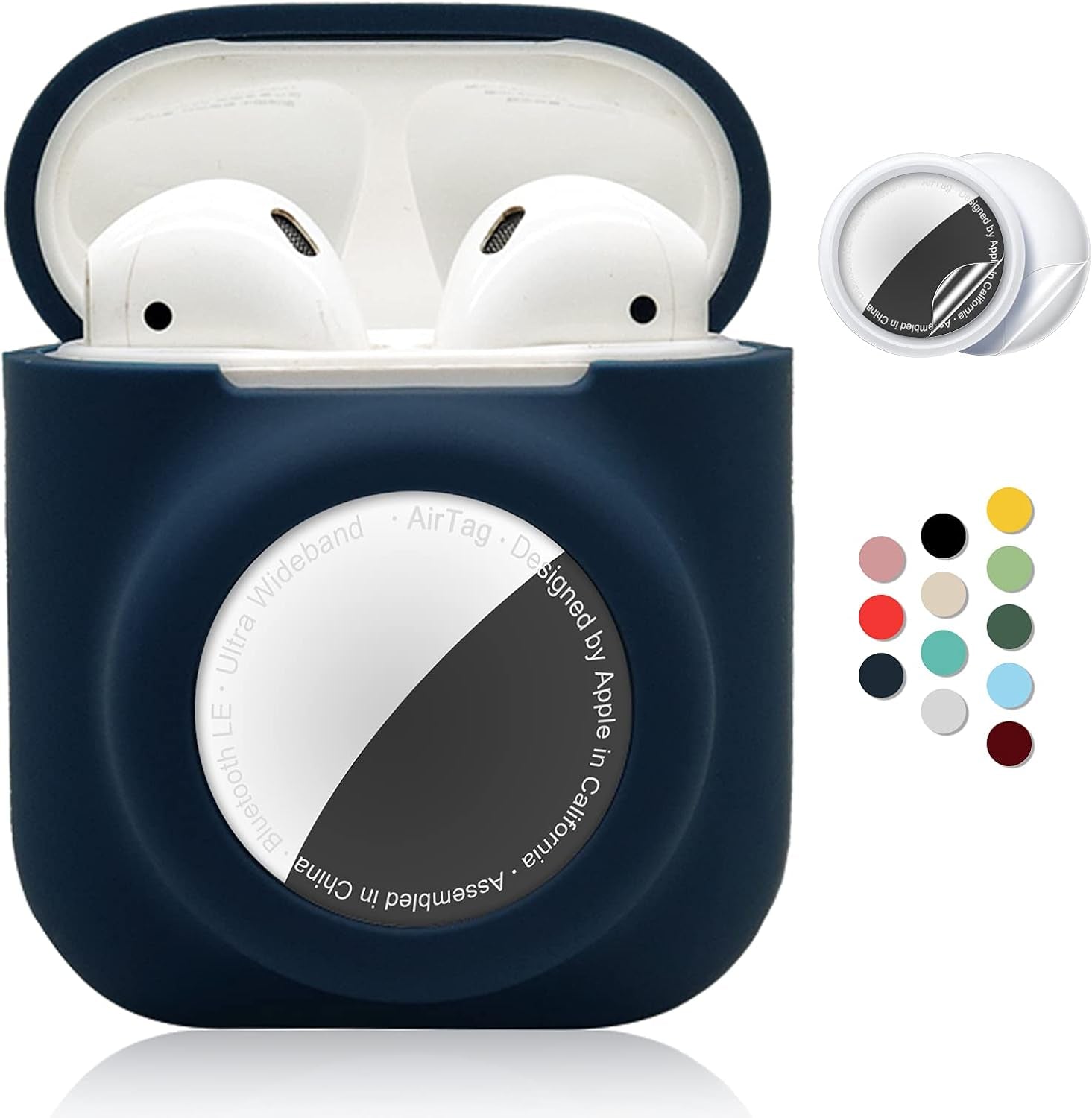 2 - in - 1 AirPods & AirTag Protective Case with Screen Protectors - Anti - Scratch, Anti - Fall, Durable Silicone Cover for AirPods 1&2 - Abbycart
