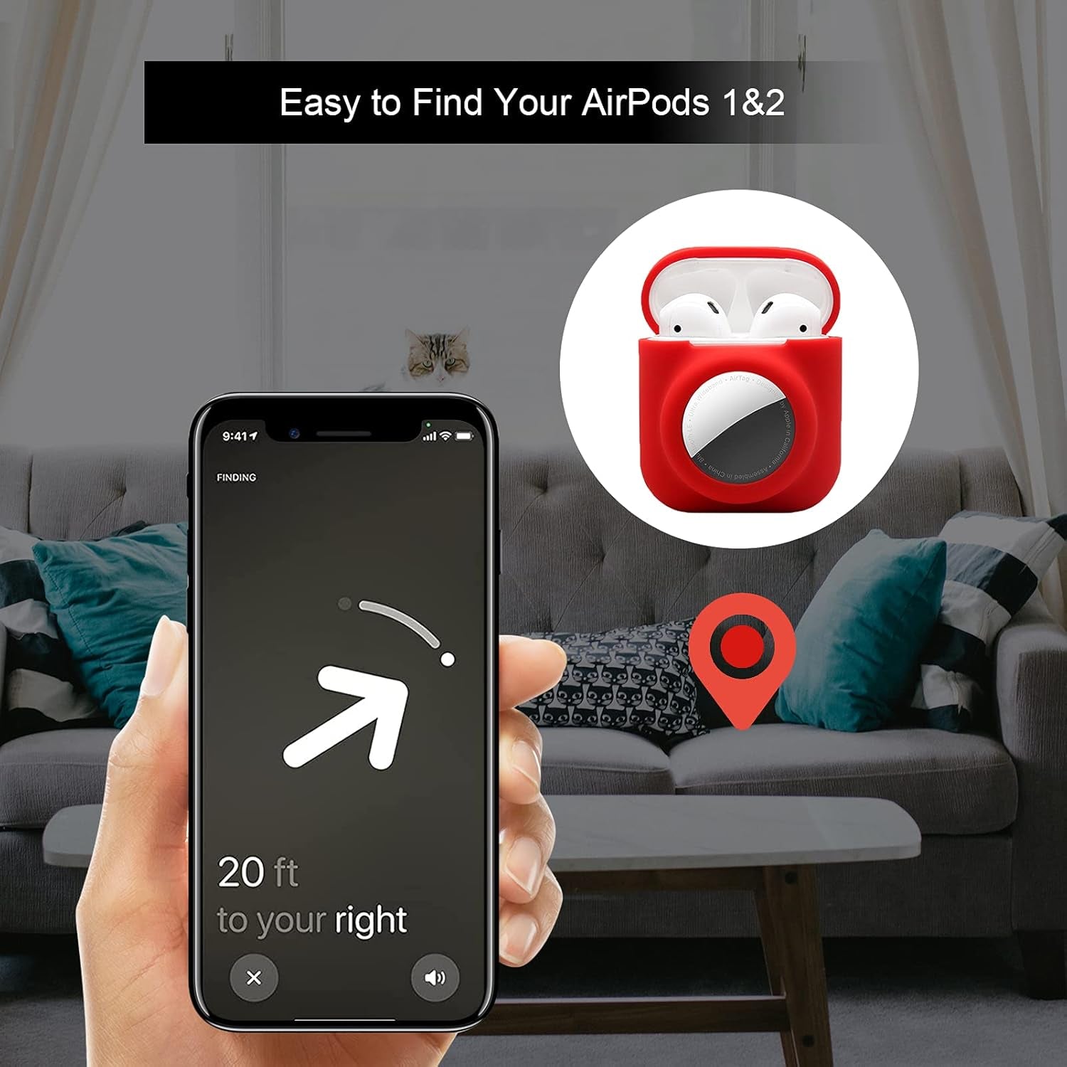 2 - in - 1 AirPods & AirTag Protective Case with Screen Protectors - Anti - Scratch, Anti - Fall, Durable Silicone Cover for AirPods 1&2 - Abbycart