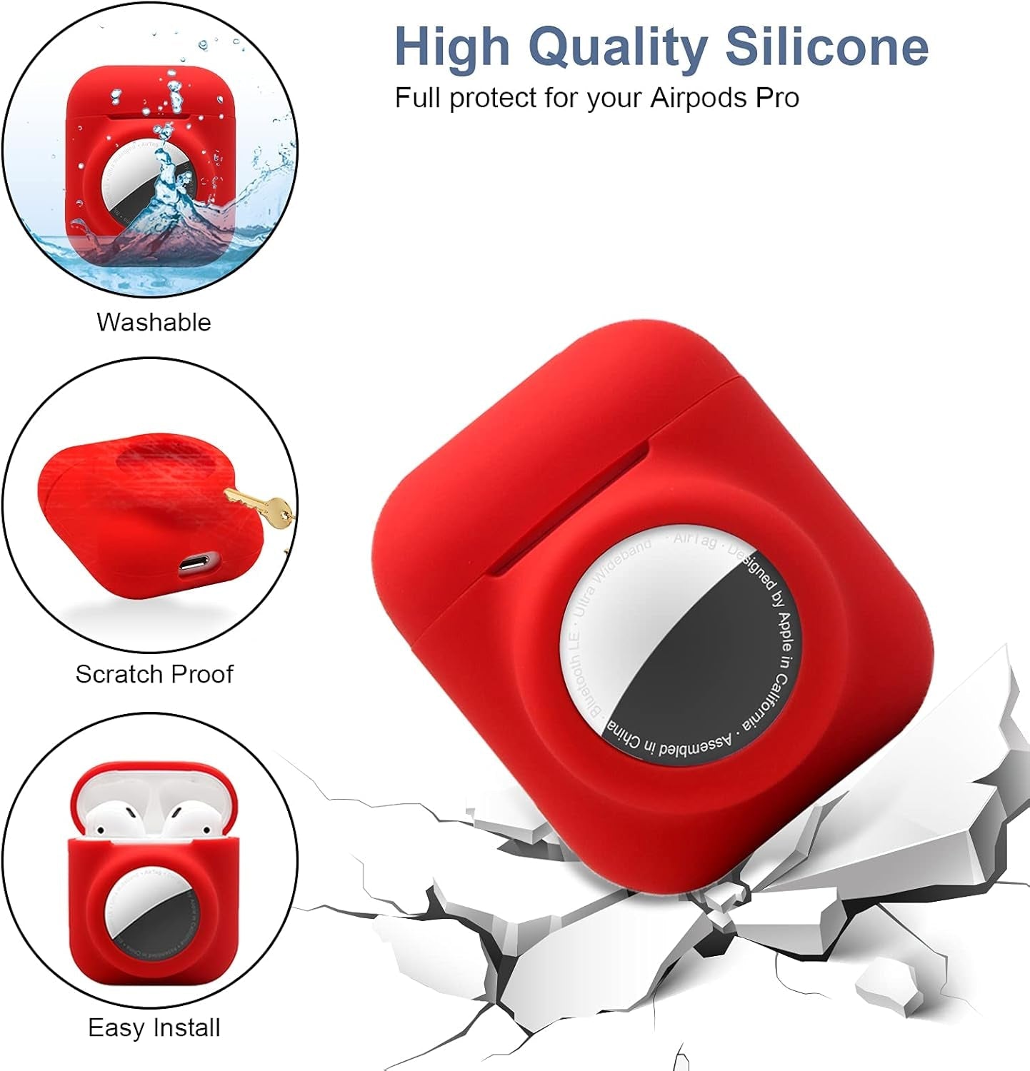 2 - in - 1 AirPods & AirTag Protective Case with Screen Protectors - Anti - Scratch, Anti - Fall, Durable Silicone Cover for AirPods 1&2 - Abbycart