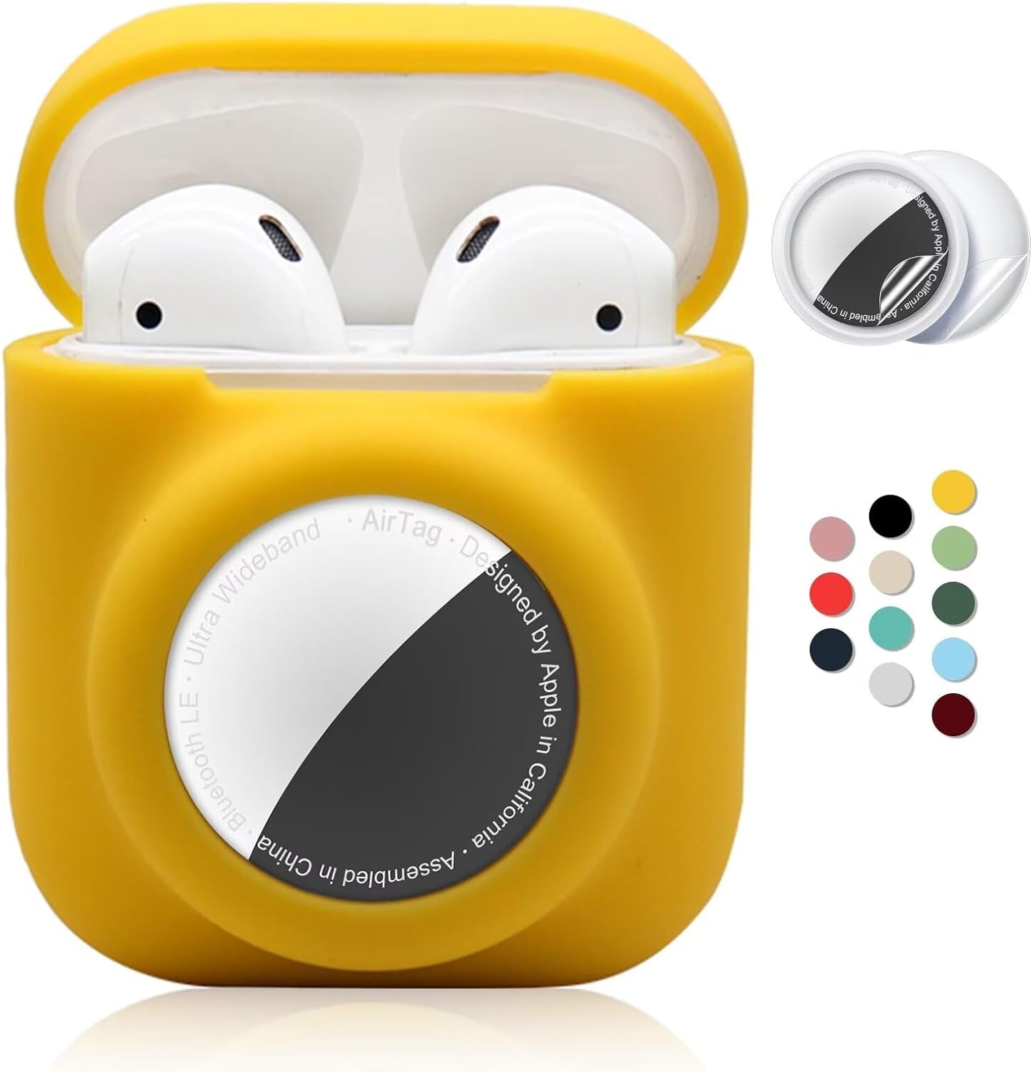 2 - in - 1 AirPods & AirTag Protective Case with Screen Protectors - Anti - Scratch, Anti - Fall, Durable Silicone Cover for AirPods 1&2 - Abbycart