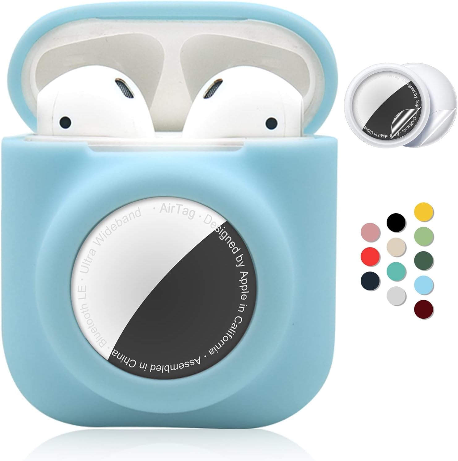 2 - in - 1 AirPods & AirTag Protective Case with Screen Protectors - Anti - Scratch, Anti - Fall, Durable Silicone Cover for AirPods 1&2 - Abbycart