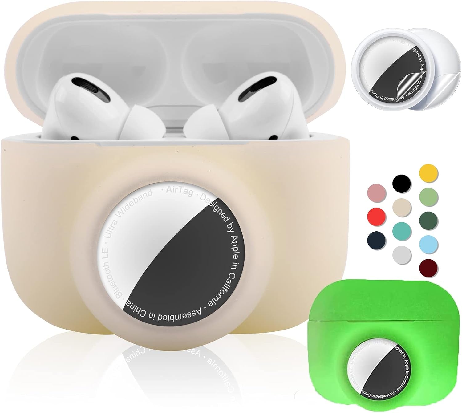 2 - in - 1 AirPods Pro and AirTag Protective Case – Soft Silicone, Shockproof, Anti - Scratch, with Screen Protectors - Abbycart