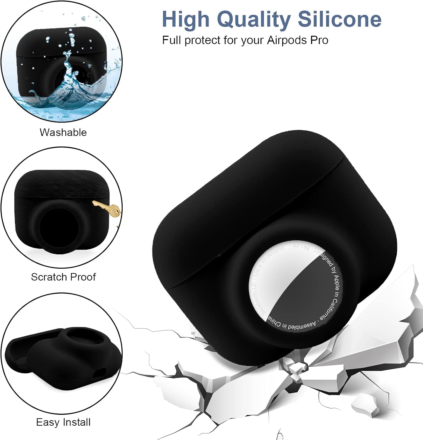 2 - in - 1 AirPods Pro and AirTag Protective Case – Soft Silicone, Shockproof, Anti - Scratch, with Screen Protectors - Abbycart