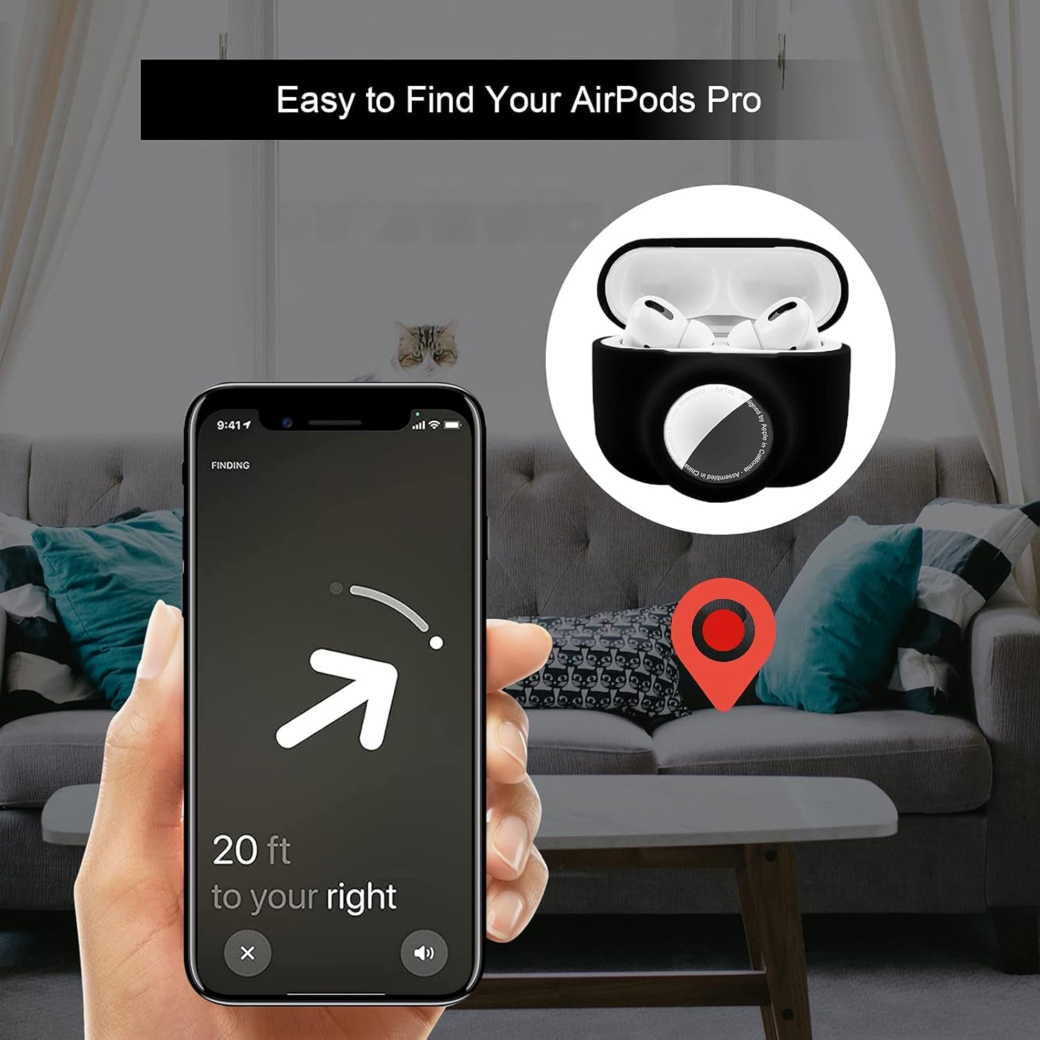 2 - in - 1 AirPods Pro and AirTag Protective Case – Soft Silicone, Shockproof, Anti - Scratch, with Screen Protectors - Abbycart