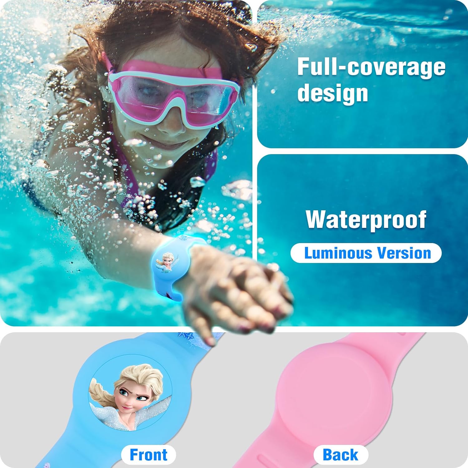 2 Pack Airtag Bracelet for Kids, Waterproof Cute Cartoon Air Tag Holder for Kids with Soft Silicone Full Coverage Anti-Lost Hidden Airtag Wristband Accessories for Child - Abbycart