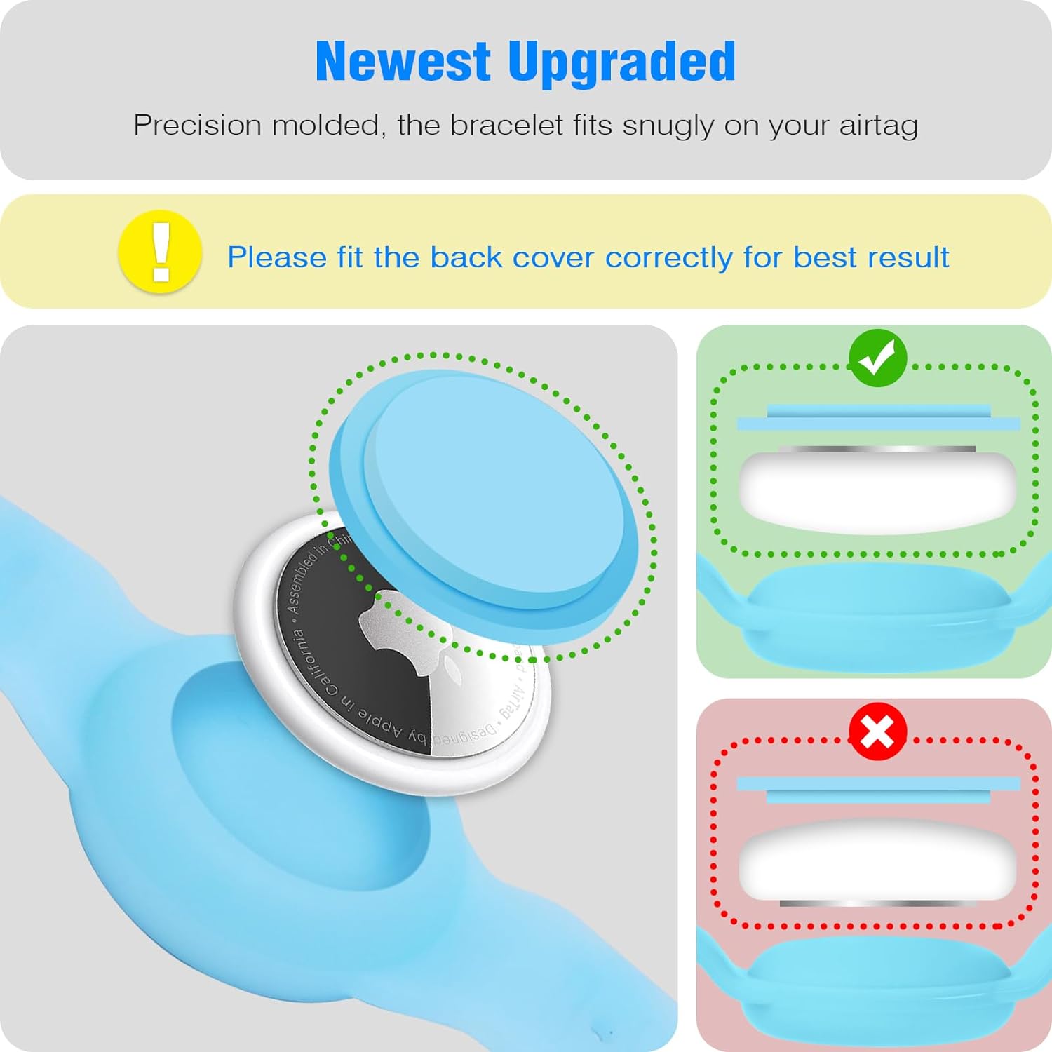 2 Pack Airtag Bracelet for Kids, Waterproof Cute Cartoon Air Tag Holder for Kids with Soft Silicone Full Coverage Anti-Lost Hidden Airtag Wristband Accessories for Child - Abbycart