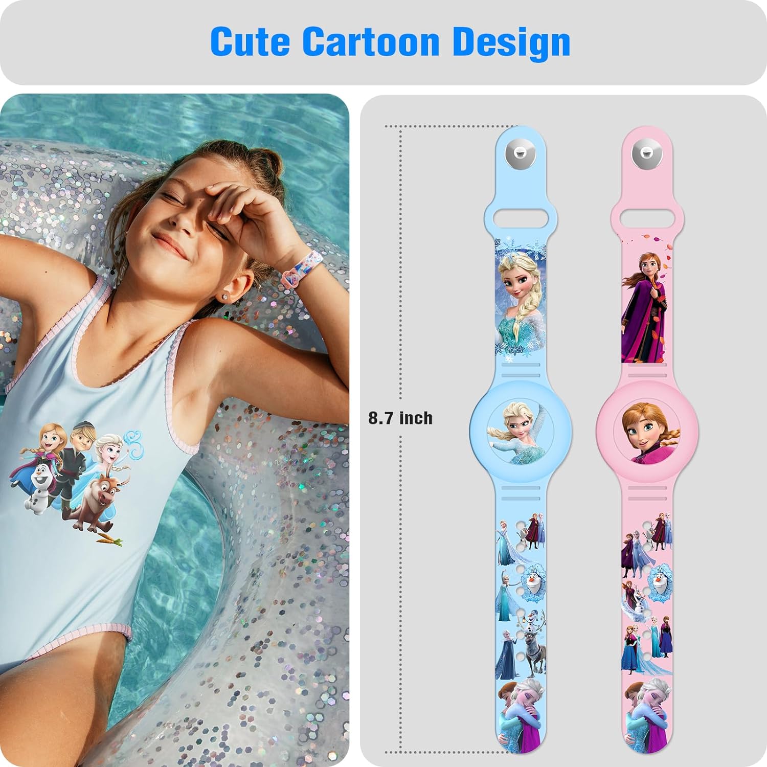 2 Pack Airtag Bracelet for Kids, Waterproof Cute Cartoon Air Tag Holder for Kids with Soft Silicone Full Coverage Anti-Lost Hidden Airtag Wristband Accessories for Child - Abbycart