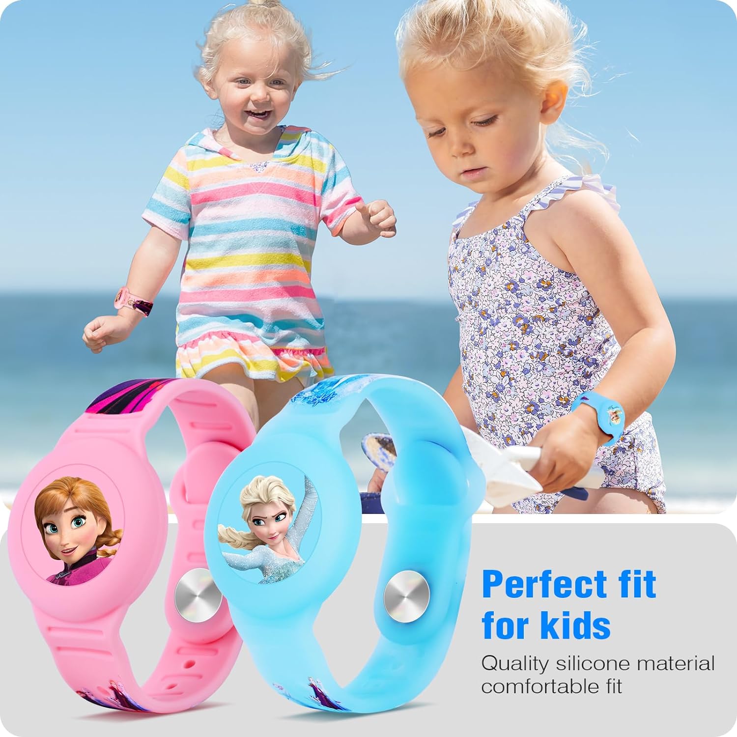 2 Pack Airtag Bracelet for Kids, Waterproof Cute Cartoon Air Tag Holder for Kids with Soft Silicone Full Coverage Anti-Lost Hidden Airtag Wristband Accessories for Child - Abbycart