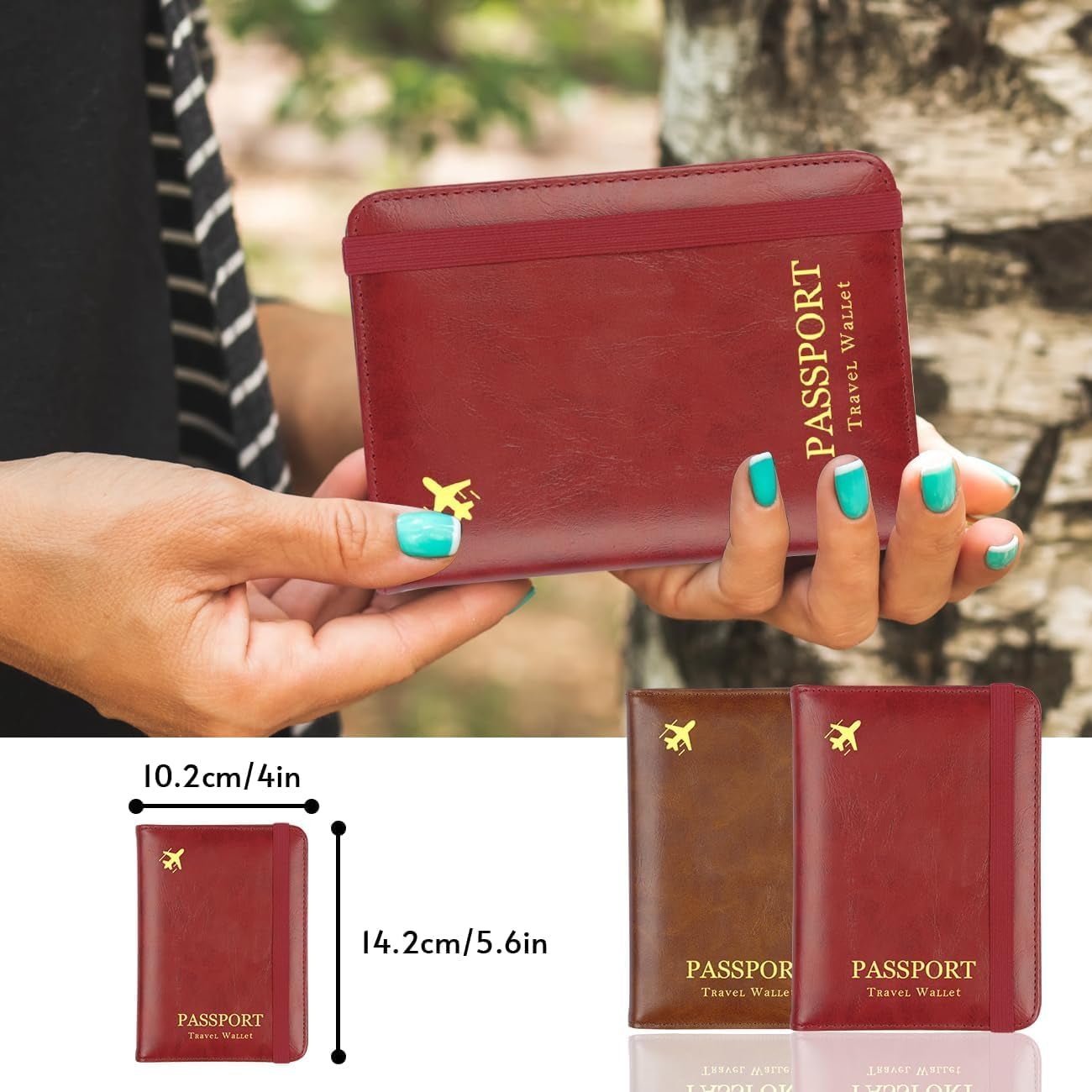 2 - Pack AirTag Passport Holder with RFID Blocking – Slim Travel Wallet for Men & Women - Abbycart