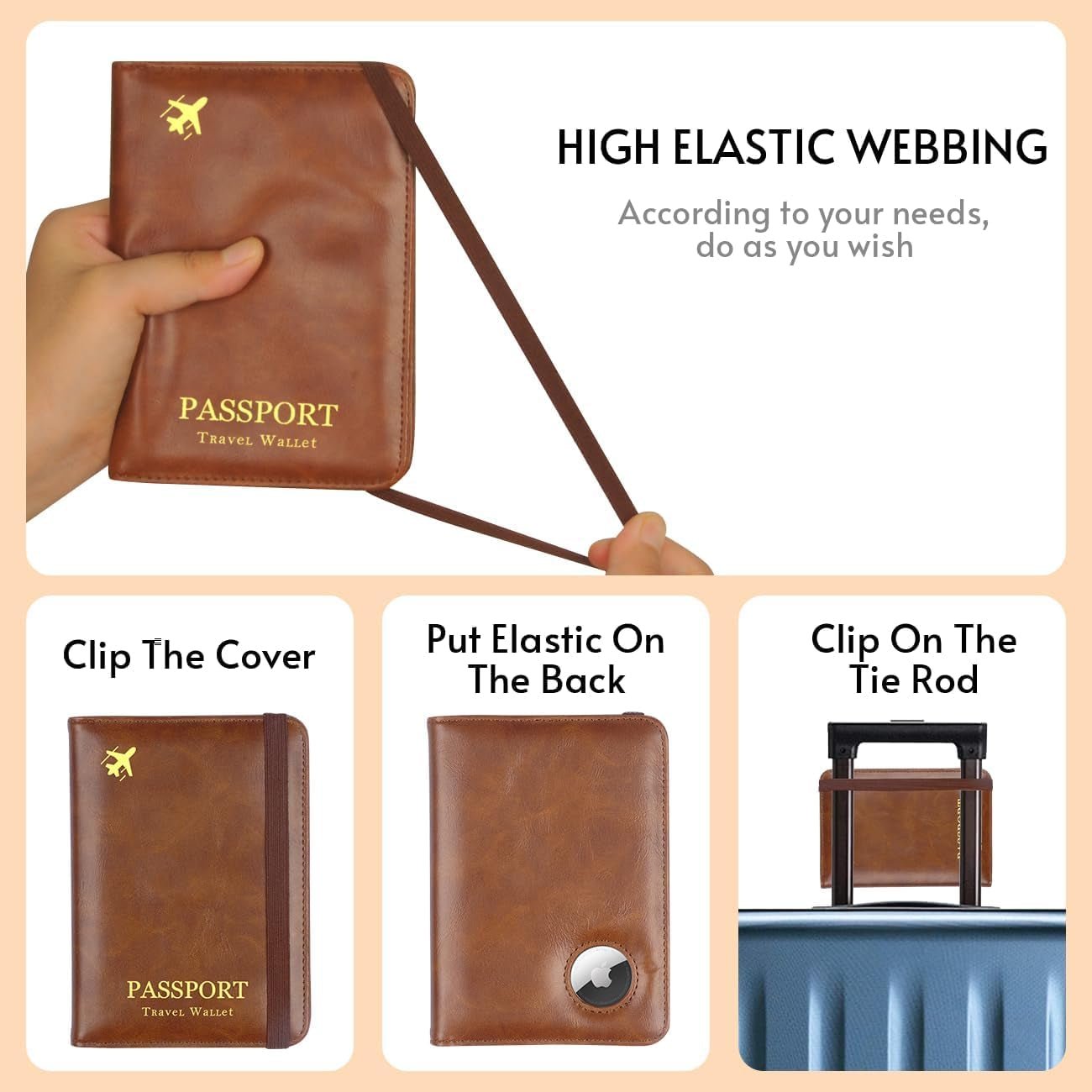 2 - Pack AirTag Passport Holder with RFID Blocking – Slim Travel Wallet for Men & Women - Abbycart