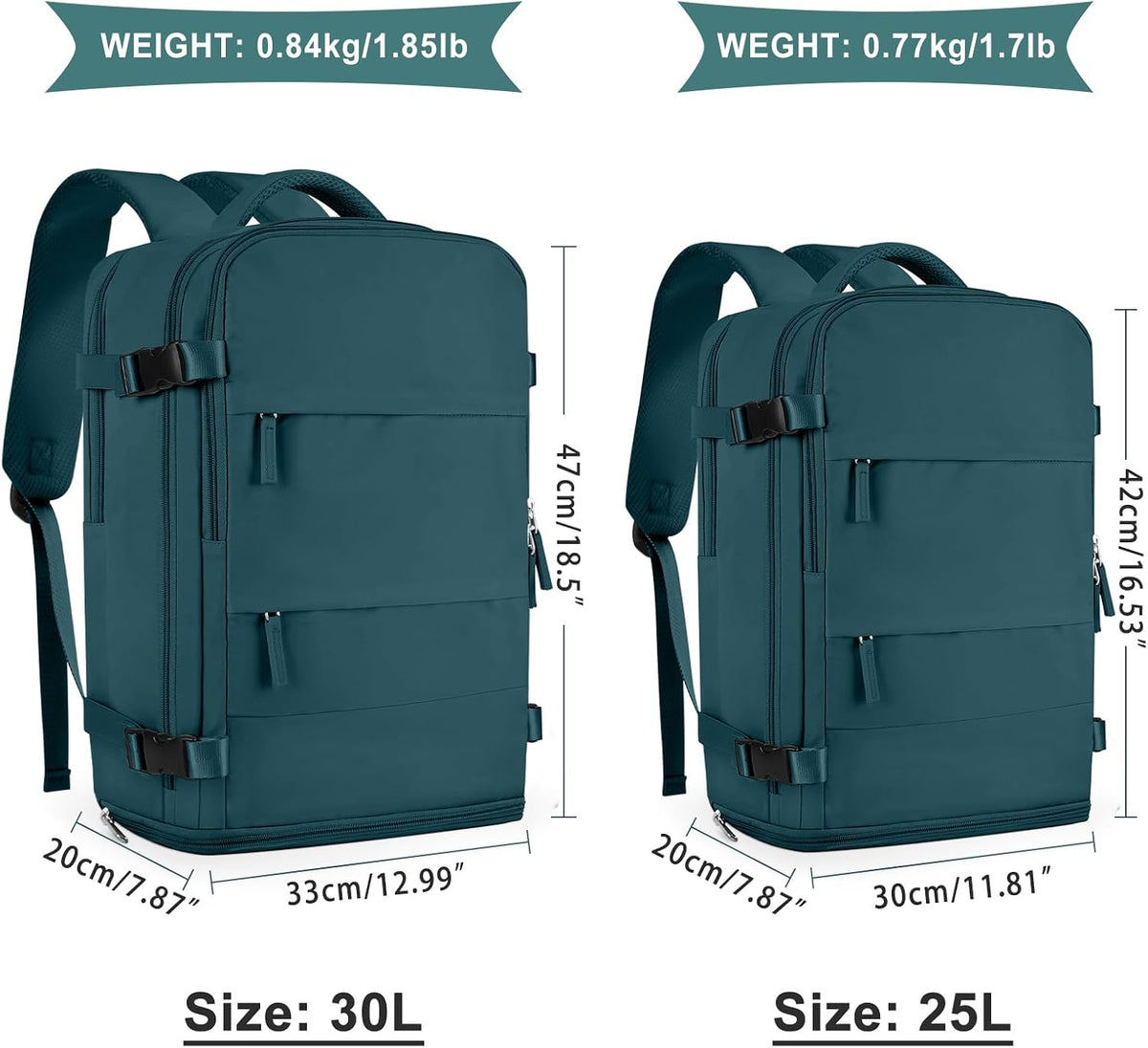 coowoz Large Travel Backpack For Women Men,Carry On Backpack Flight Approved,Hiking Backpack Waterproof Outdoor Sports Rucksack Casual Daypack Fit 15.6 Inch Laptop Shoes Compartment,30L(Peacock Blue)