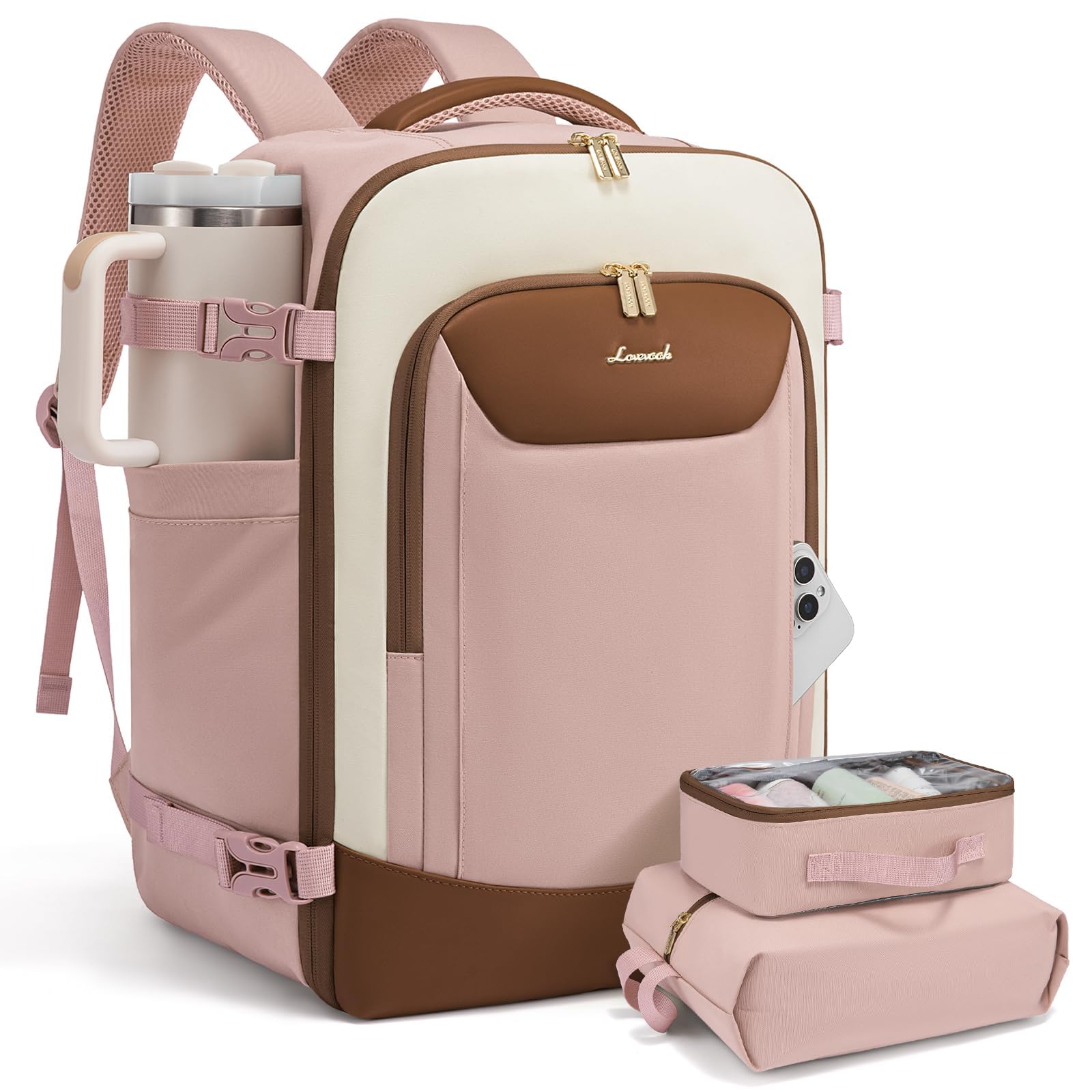 40L-3Pcs Airline Approved Travel Backpack Waterproof Carry On Bag