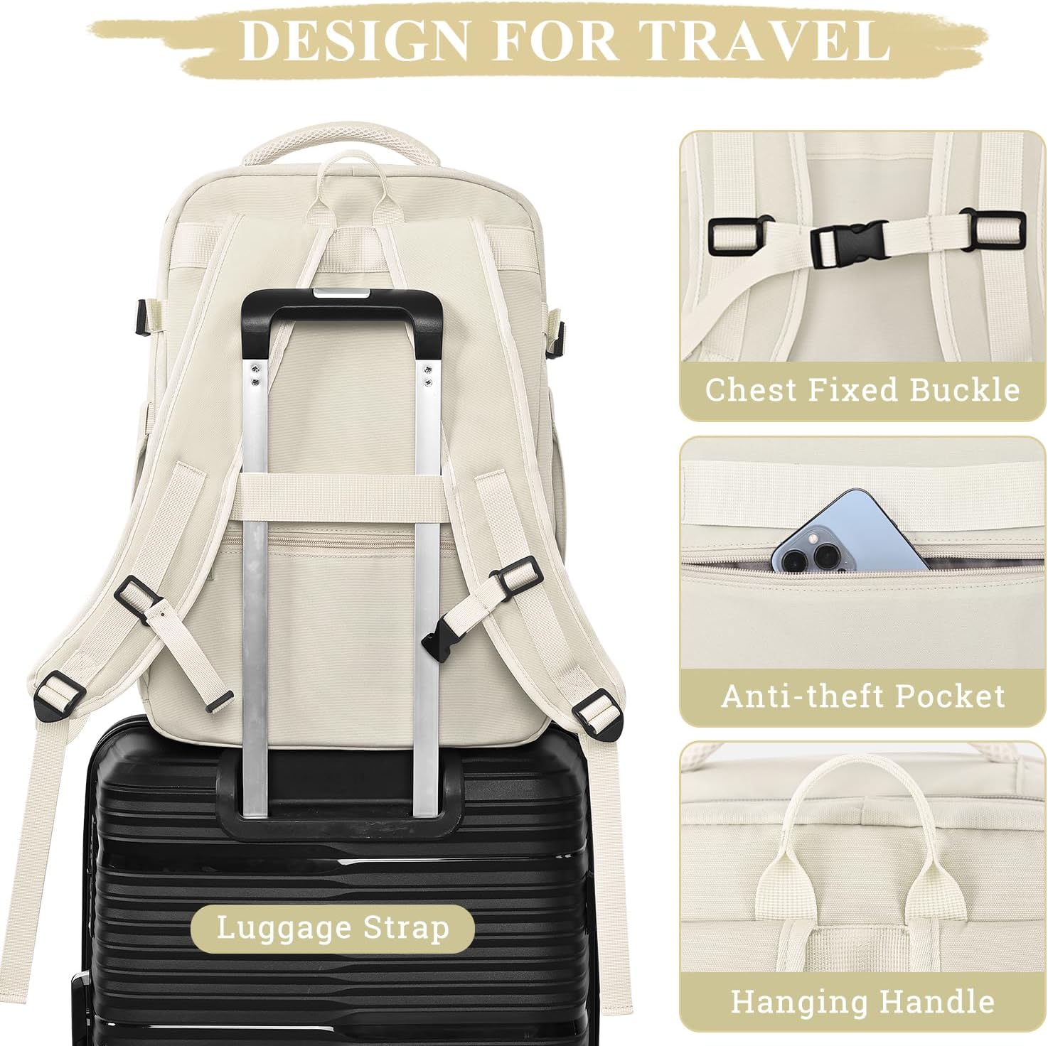 40L Travel Backpack – Waterproof Flight Approved Carry - On Personal Item Bag with Laptop Compartment & Packing Cubes - Abbycart