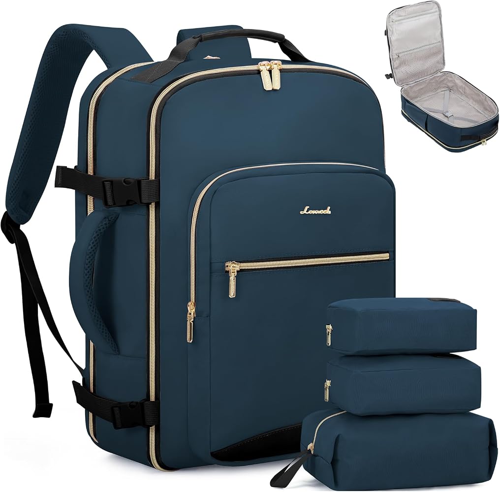 40L Travel Carry On Backpack with Packing Cubes & Laptop Compartment