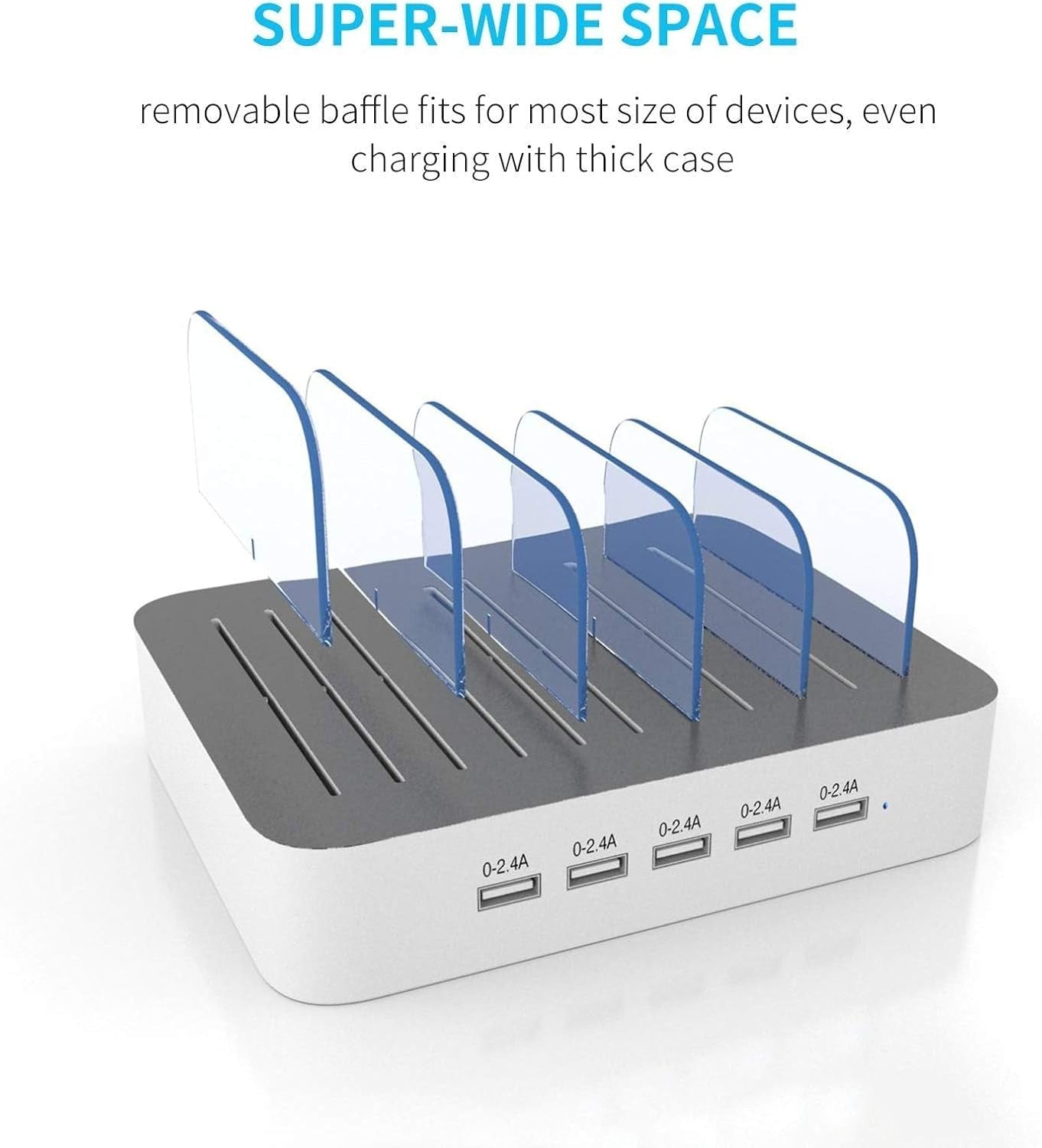 5 Port USB Charging Station for Multiple Devices Organizer Dock