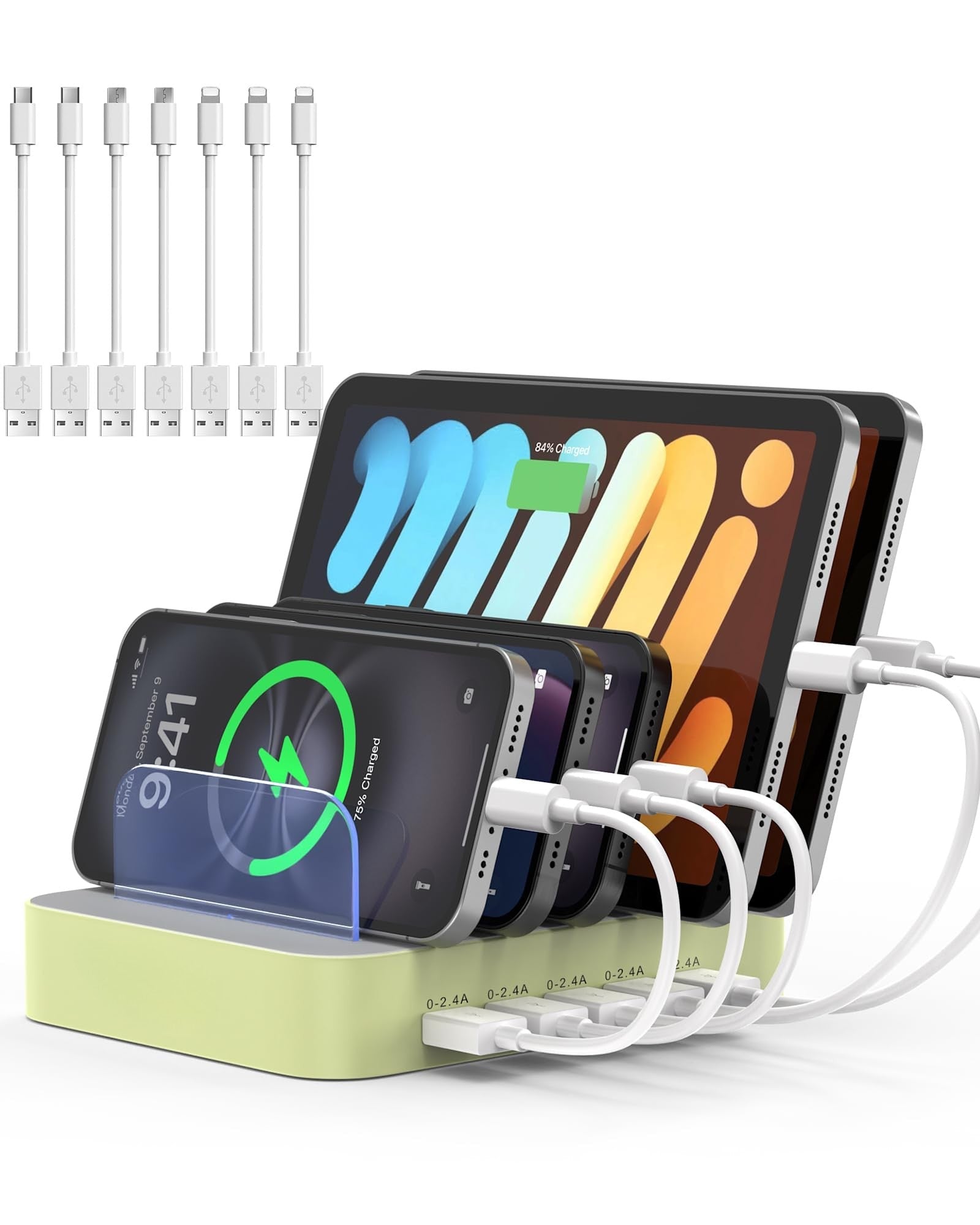 5 Port USB Charging Station for Multiple Devices Organizer Dock