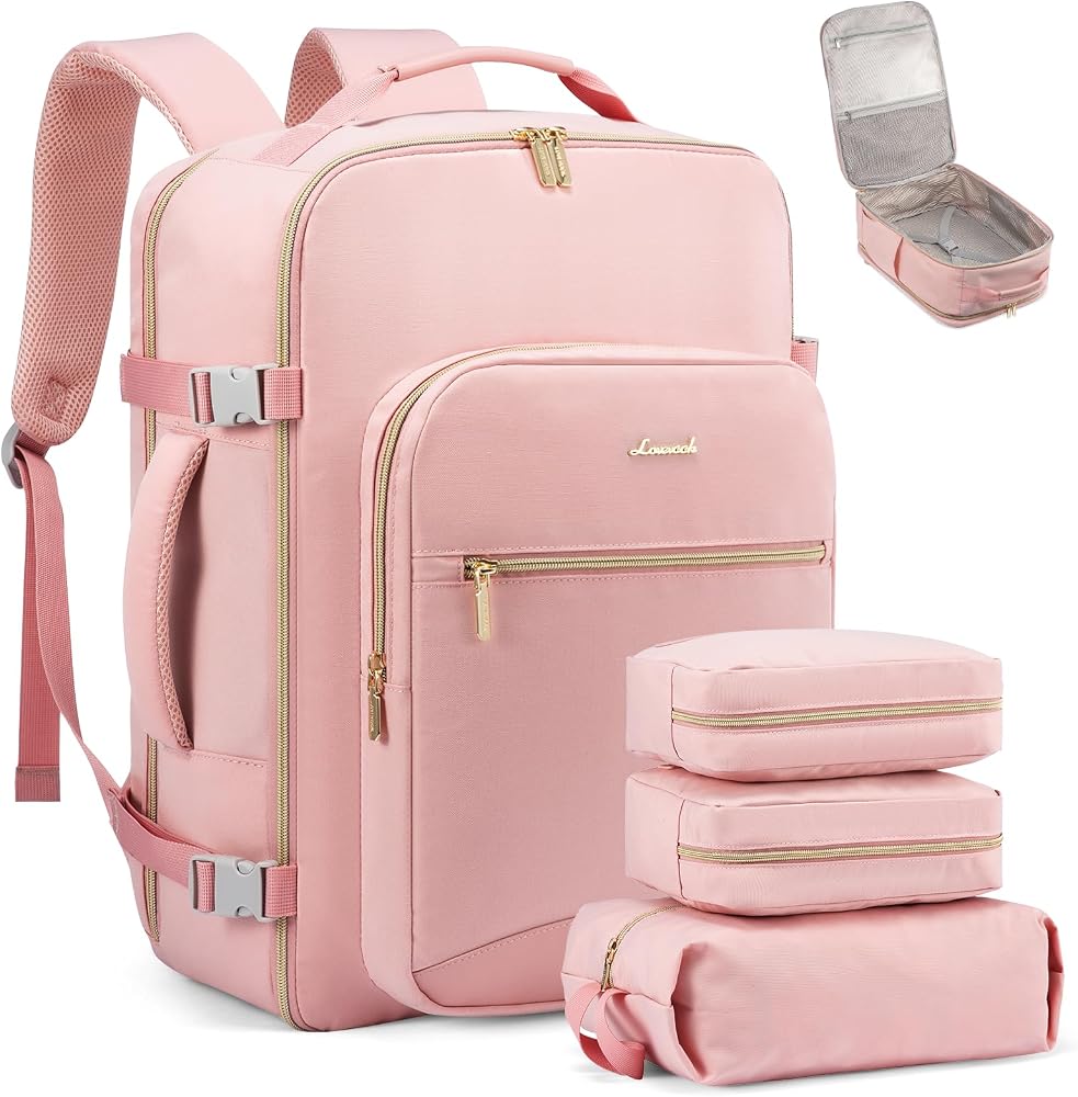 50L Travel Backpack for Women & Men, Carry On with 3 Packing Cubes