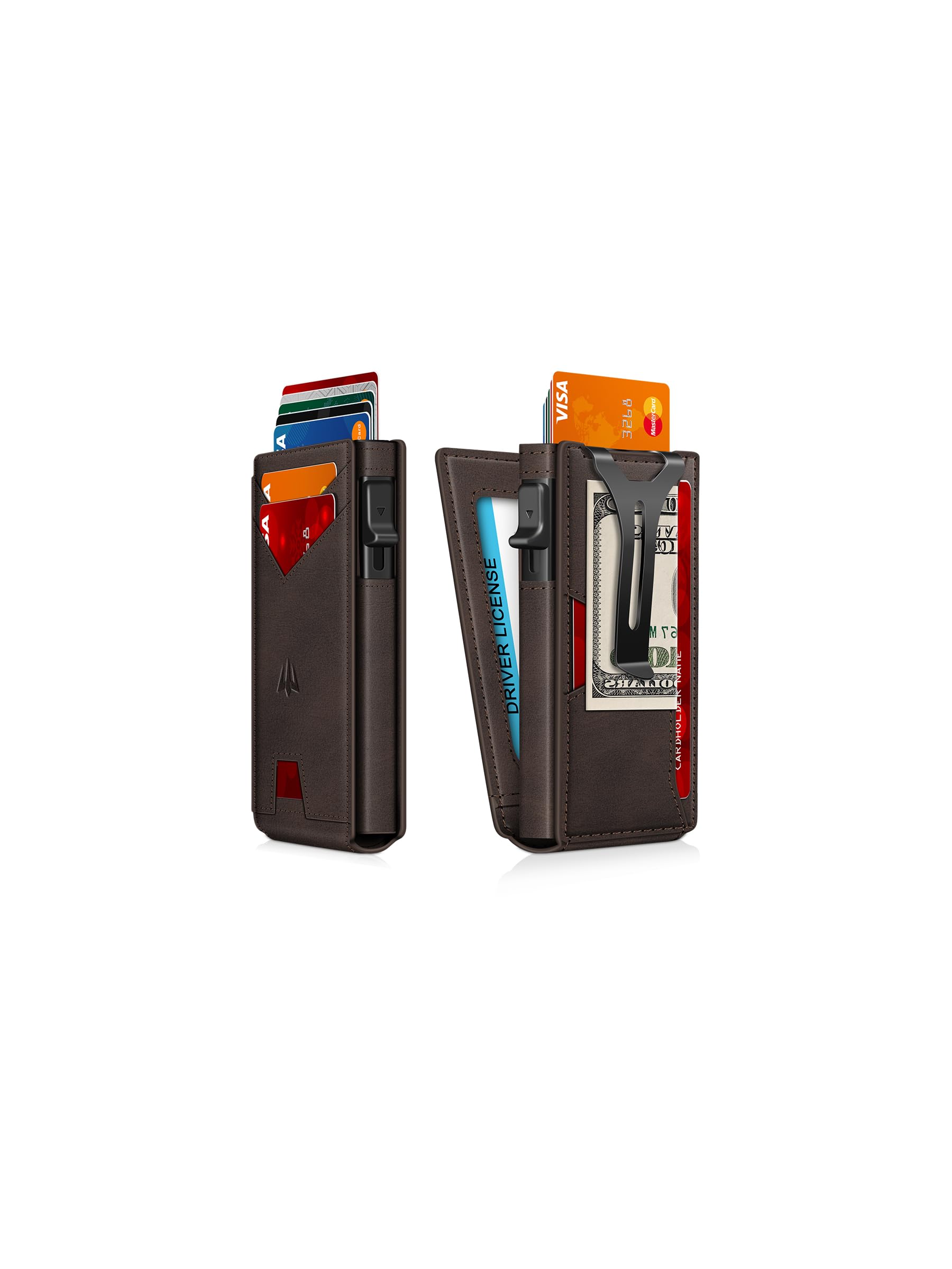 Slim Smart Wallet for Men | RFID Blocking Aluminum Pop-Up Wallet with Money Clip, ID Window & Gift Box