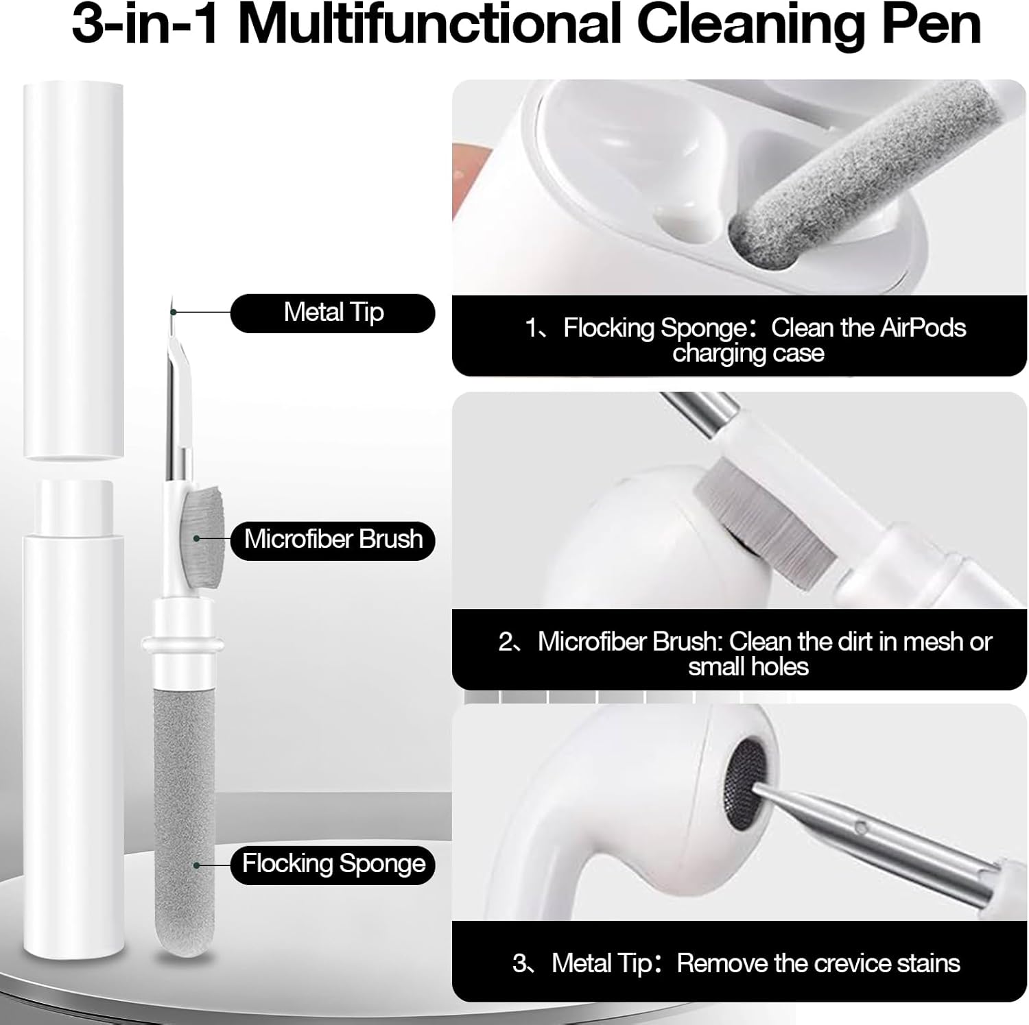 2 in 1 Silicone Case Compatible with AirPods Pro 3 and AirTag, Shockproof Protective Case Cover for AirPods Pro 3rd Generation 2025 with Cleaner Kit & Carabiner (Black)