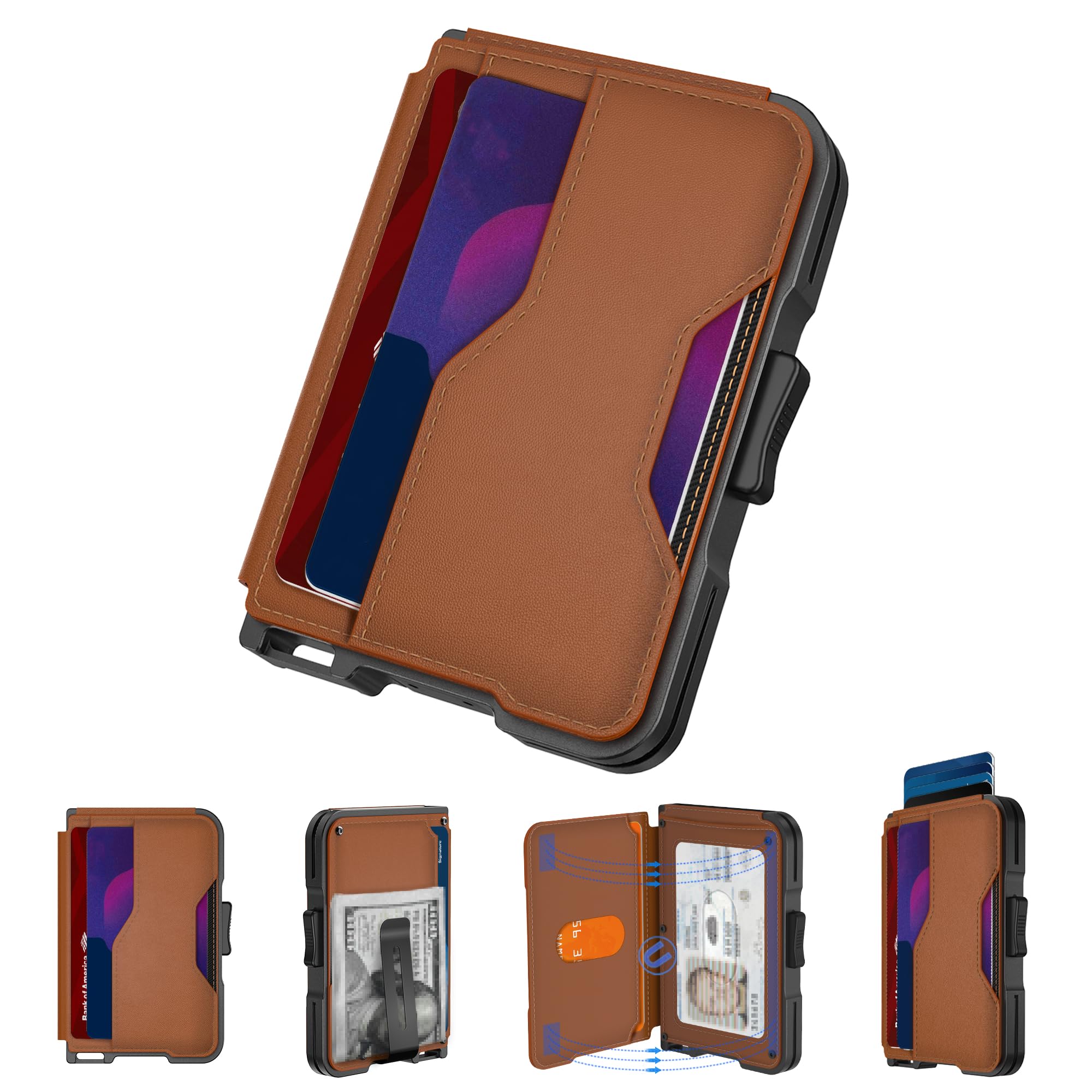 Slim Leather Wallet for Men with Pop-Up Card Holder & RFID