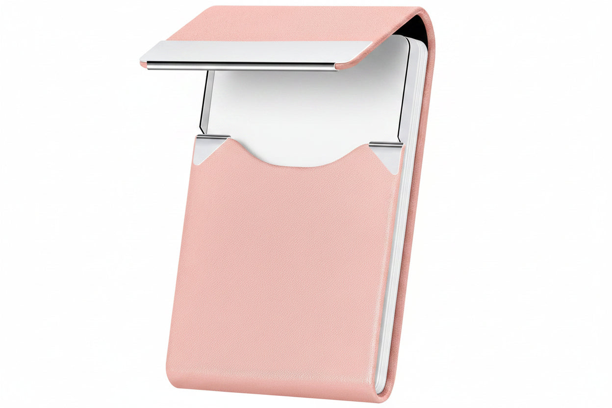 Slim Leather Business Card Holder with Magnetic Closure Case