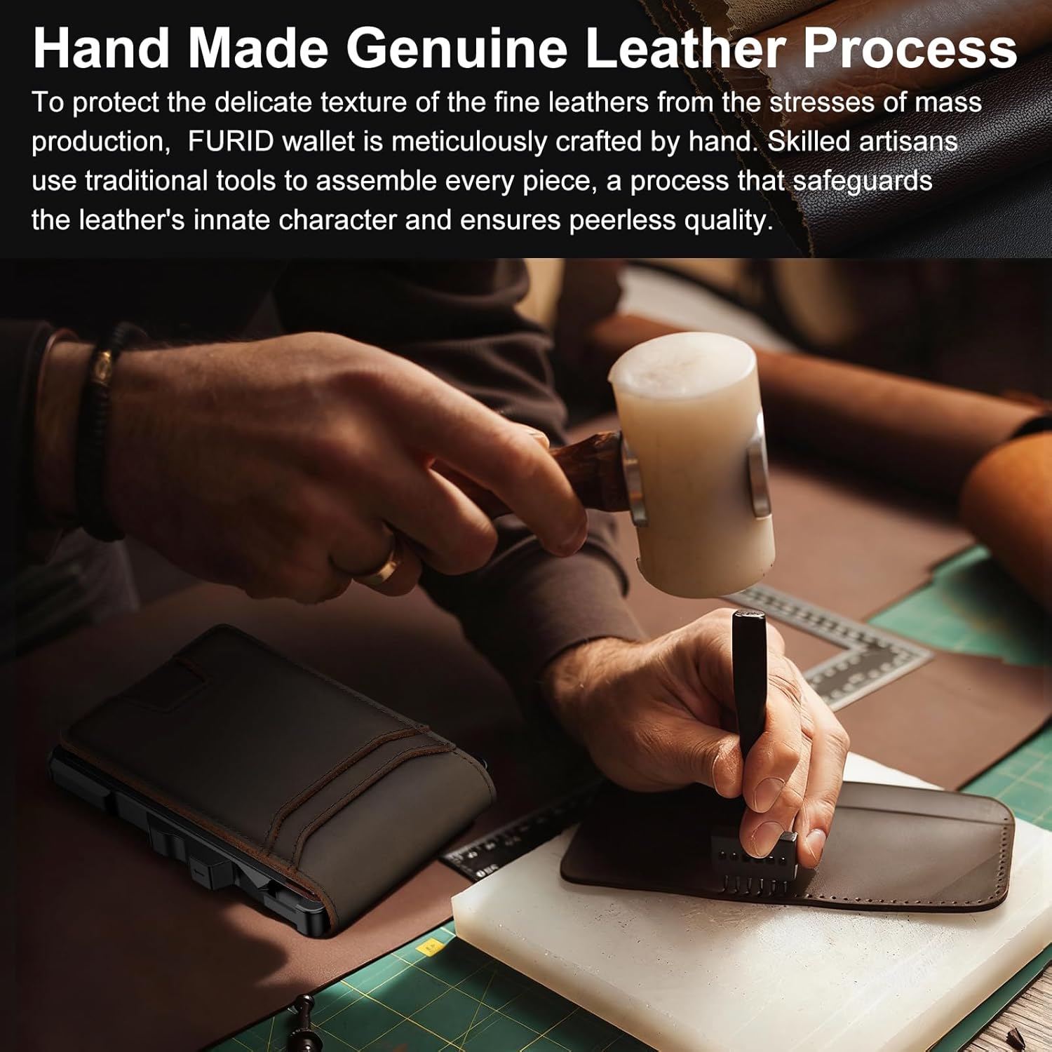 furid Genuine Leather Wallet with Chain: Slim RFID Minimalist Wallets with Money Clip - Smart Pop Up Credit Card Holder for Front Pocket - Gifts for Husband Father on Birthday Anniversary