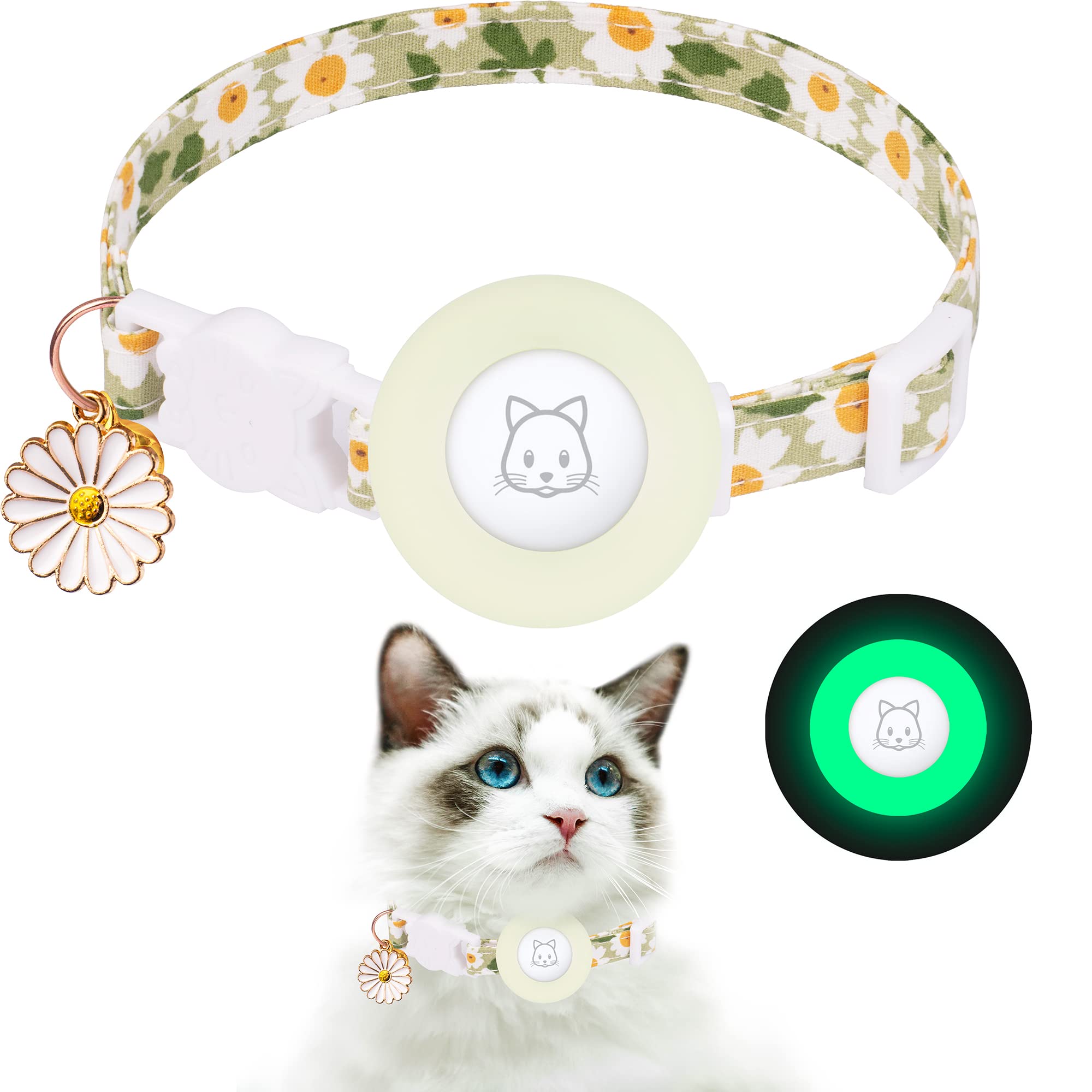 AirTag Cat Collar Breakaway Safety Collar with Charm & Holder