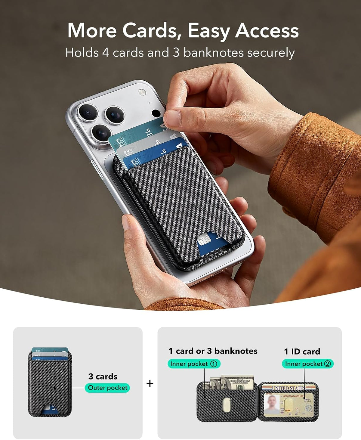ESR for MagSafe Wallet with Adjustable Stand, 5 Card Holder