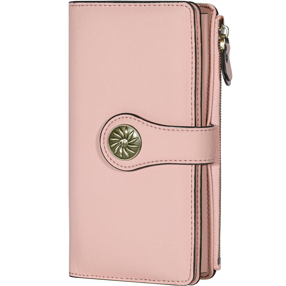 Women's Trifold Wallet RFID Blocking – Large Capacity Clutch Wallet with Zipper Pocket & Card Holder