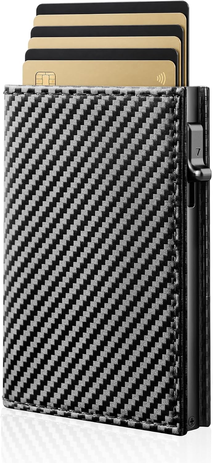 Men's & Women's Slim RFID Blocking Wallet with Pop Up Card Holder Aluminum Case