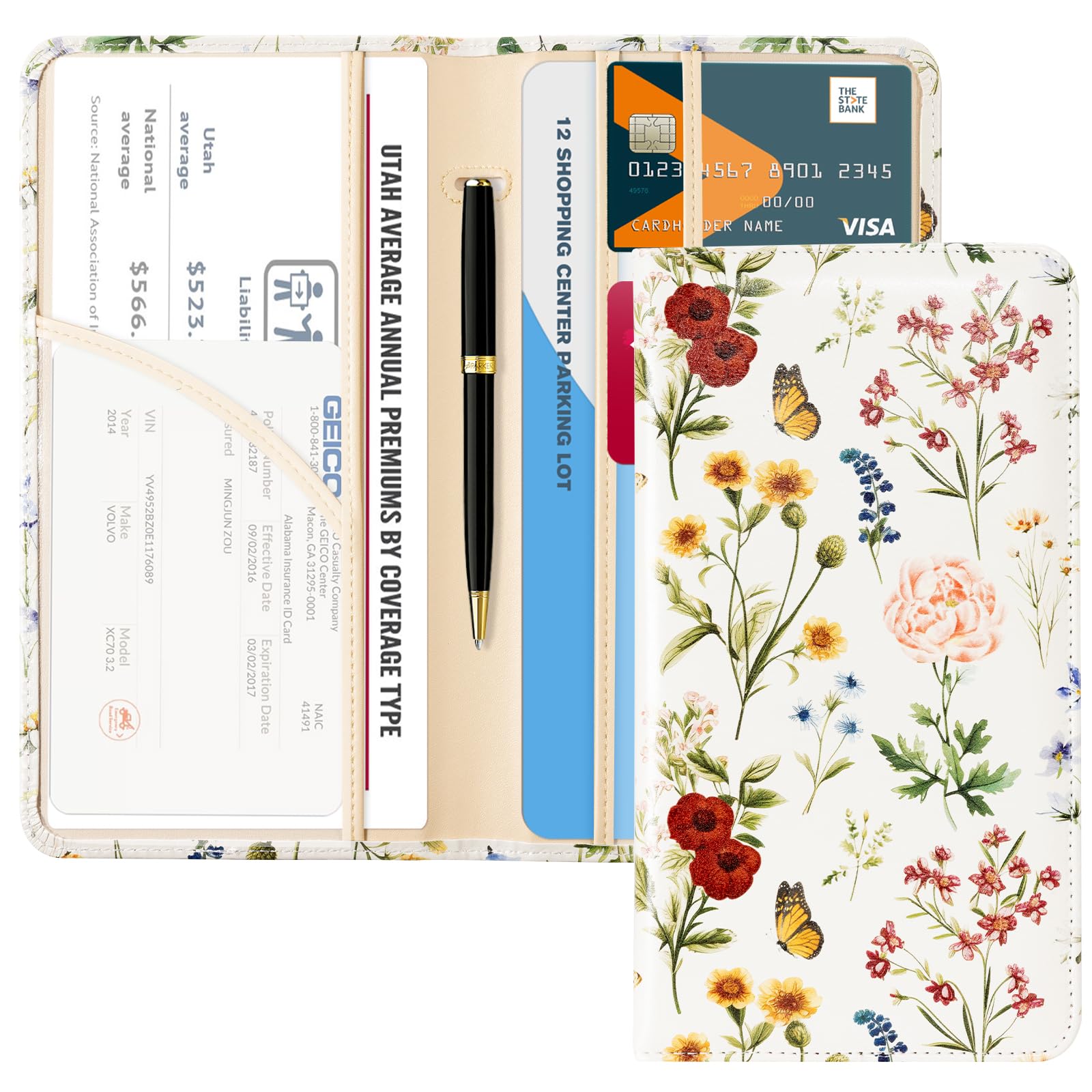 Car Registration Insurance Holder for Glove Box Organizer Case Vehicle