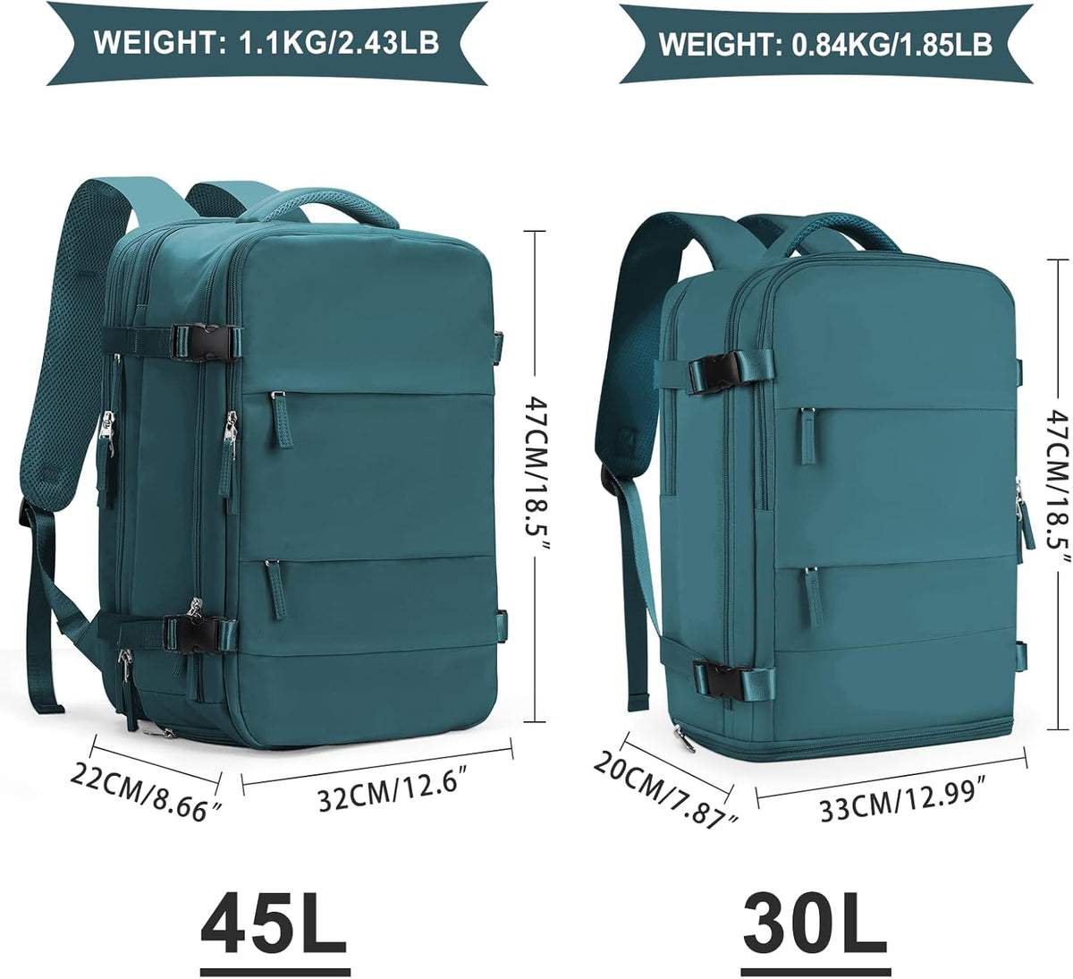 coowoz Large Travel Backpack For Women Men, Carry On Backpack,Hiking Backpack Waterproof Outdoor Sports Rucksack Casual Daypack Expandable Heavy Duty Extra large Backpack Peacock Blue