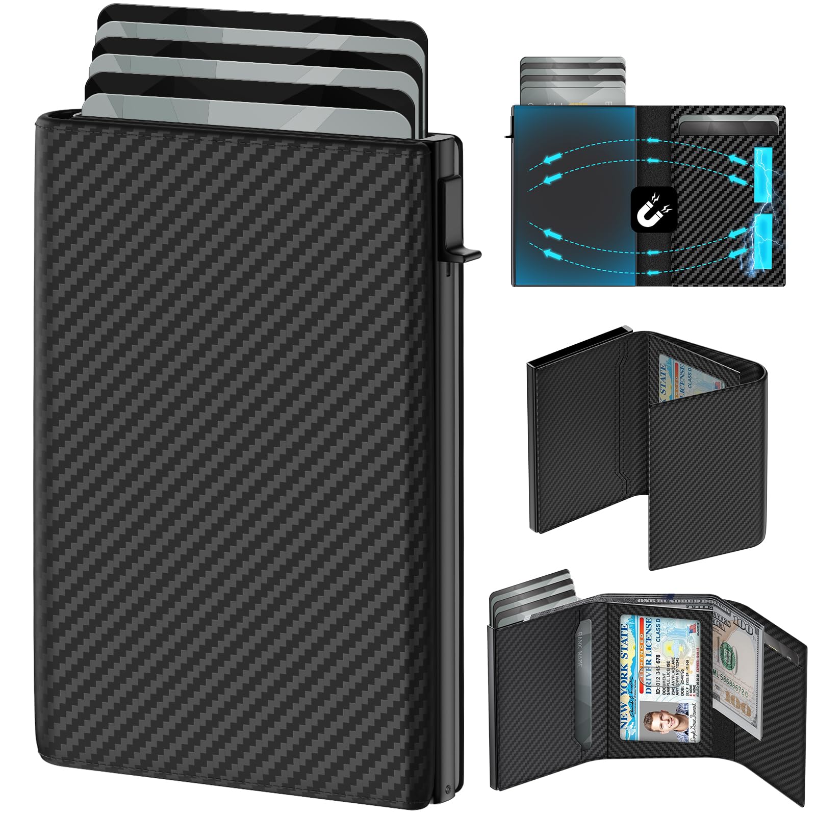 RFID Smart Wallet for Men Pop Up Card Holder Leather Wallet