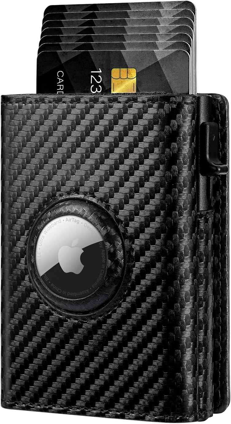 Men's Slim AirTag Wallet – RFID Blocking Leather Card Holder