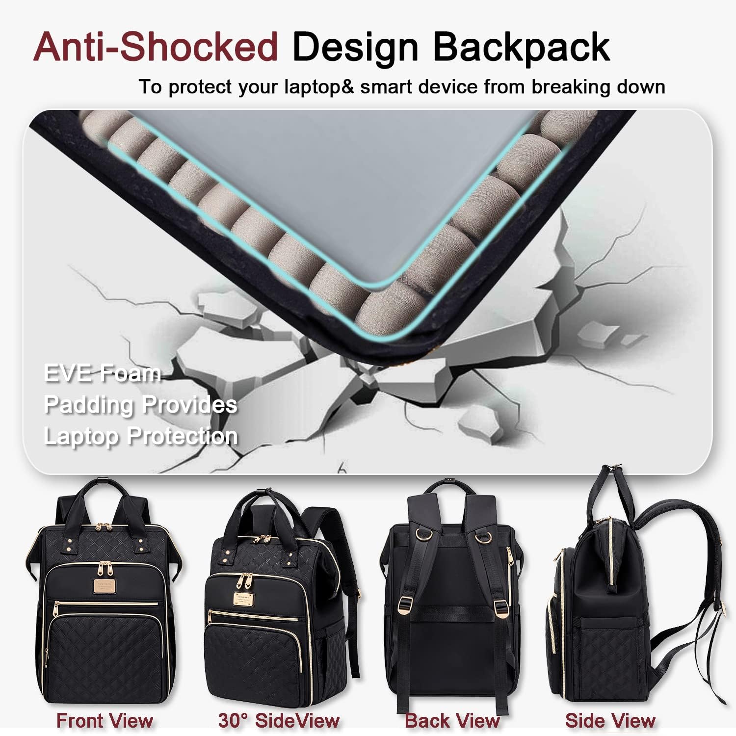 Weitars Lunch Backpack for Women,15.6 Inch Laptop Backpacks with Lunch Box