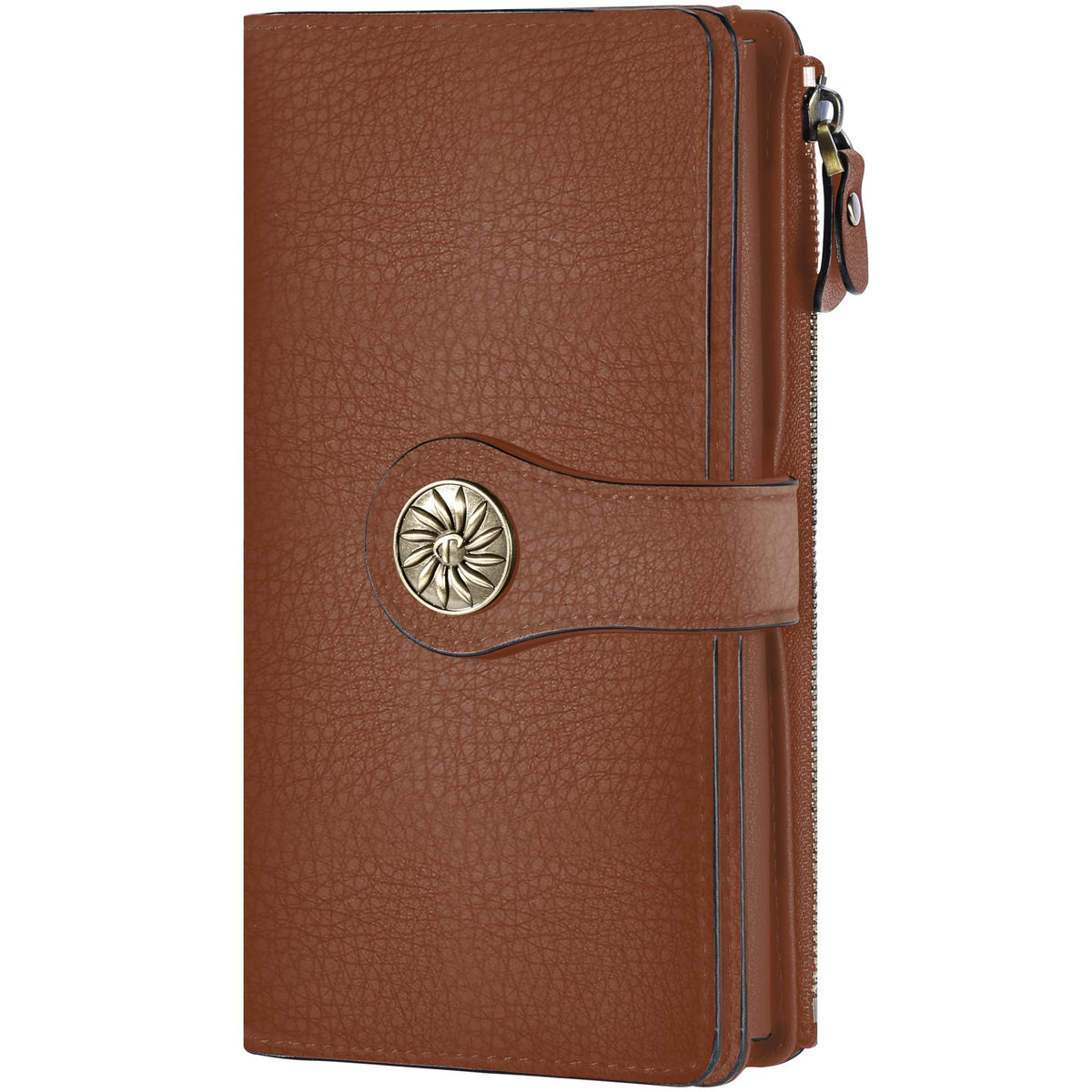 Women's Trifold Wallet RFID Blocking – Large Capacity Clutch Wallet with Zipper Pocket & Card Holder
