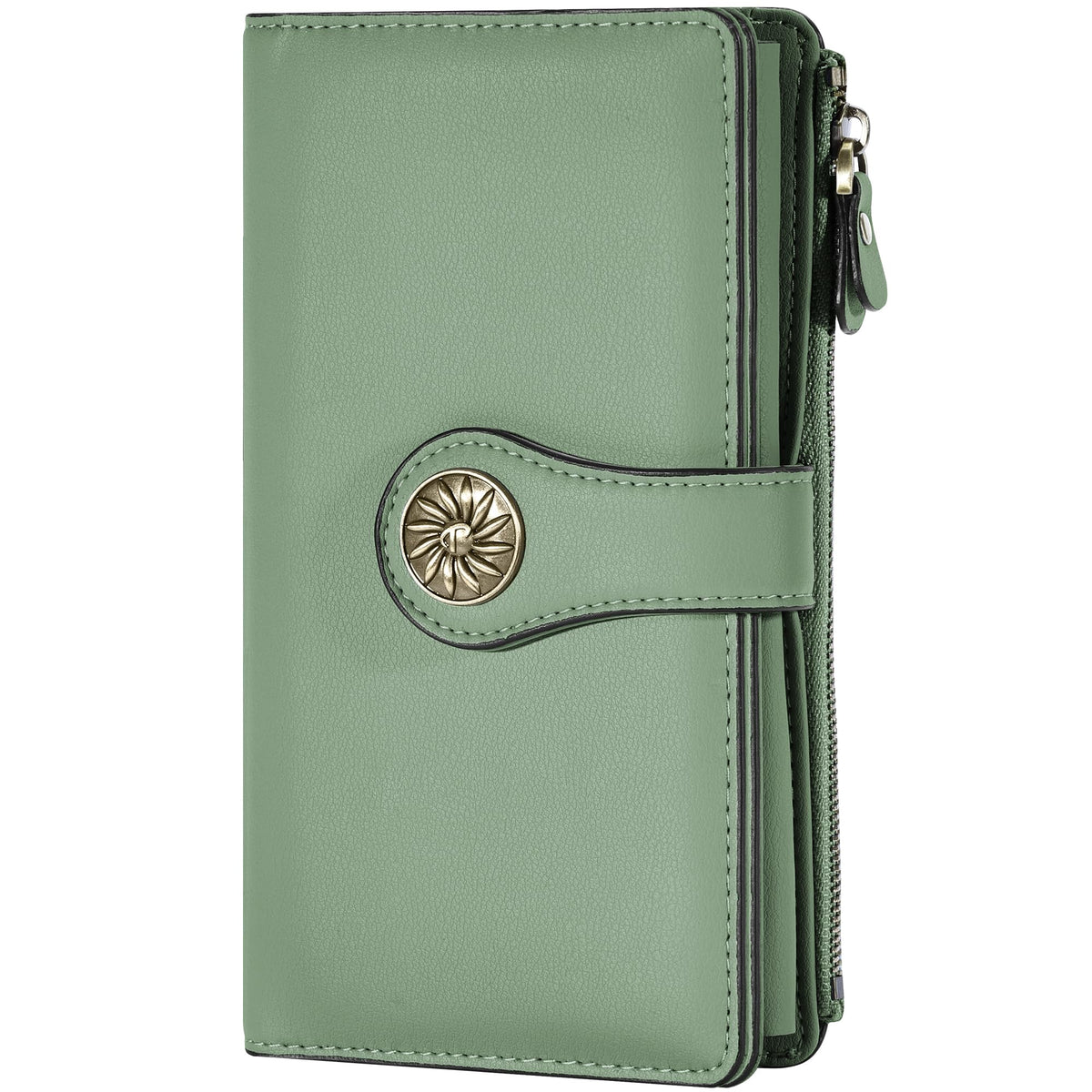 Women's Trifold Wallet RFID Blocking – Large Capacity Clutch Wallet with Zipper Pocket & Card Holder