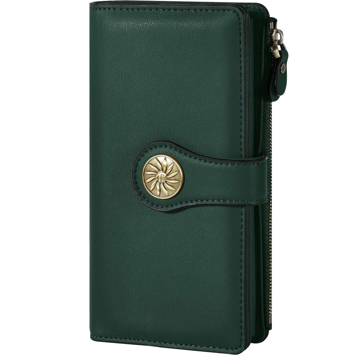 Women's Trifold Wallet RFID Blocking – Large Capacity Clutch Wallet with Zipper Pocket & Card Holder