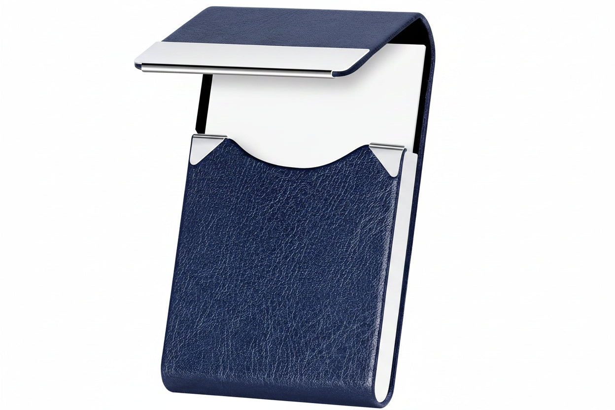 Slim Leather Business Card Holder with Magnetic Closure Case