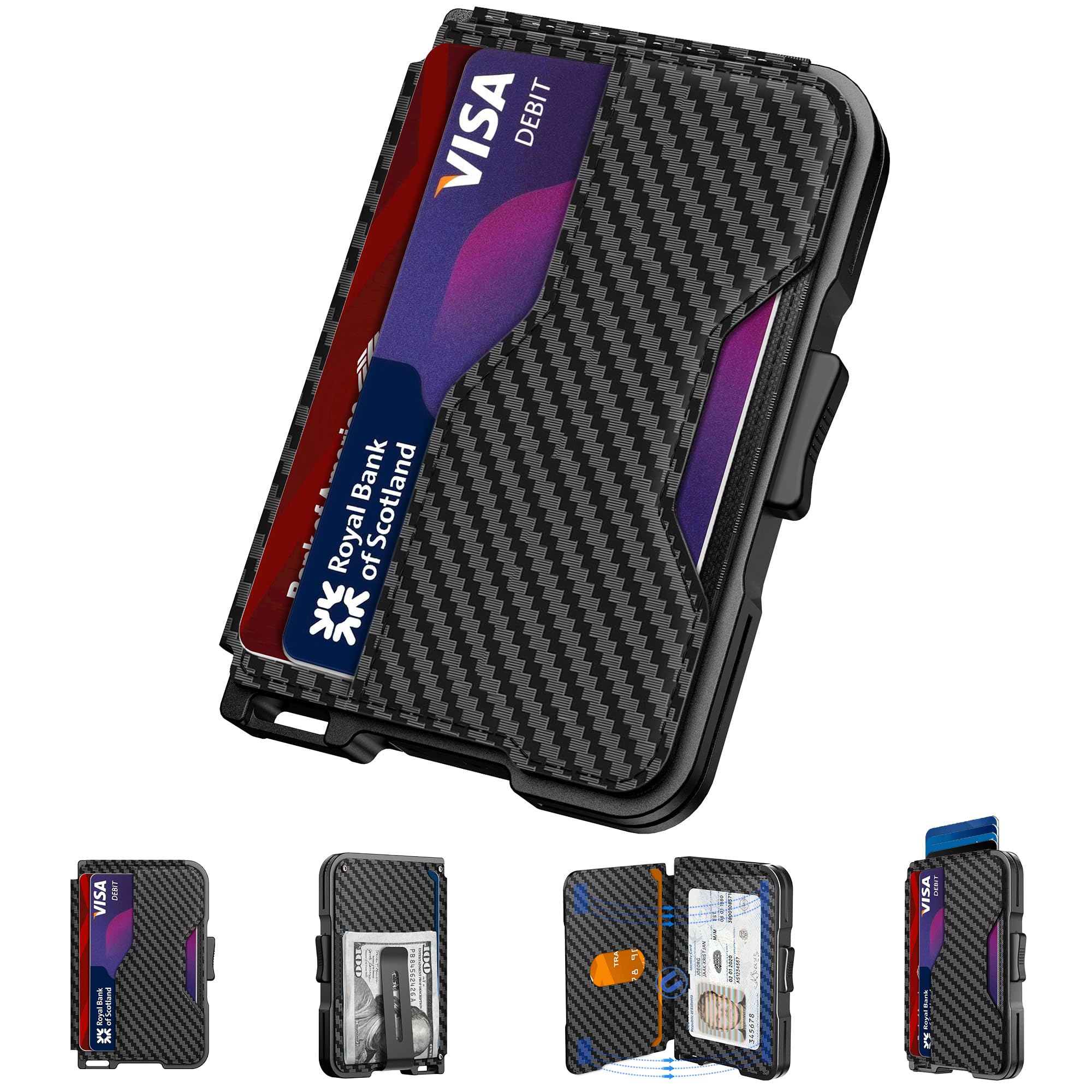 Slim Leather Wallet for Men with Pop-Up Card Holder & RFID